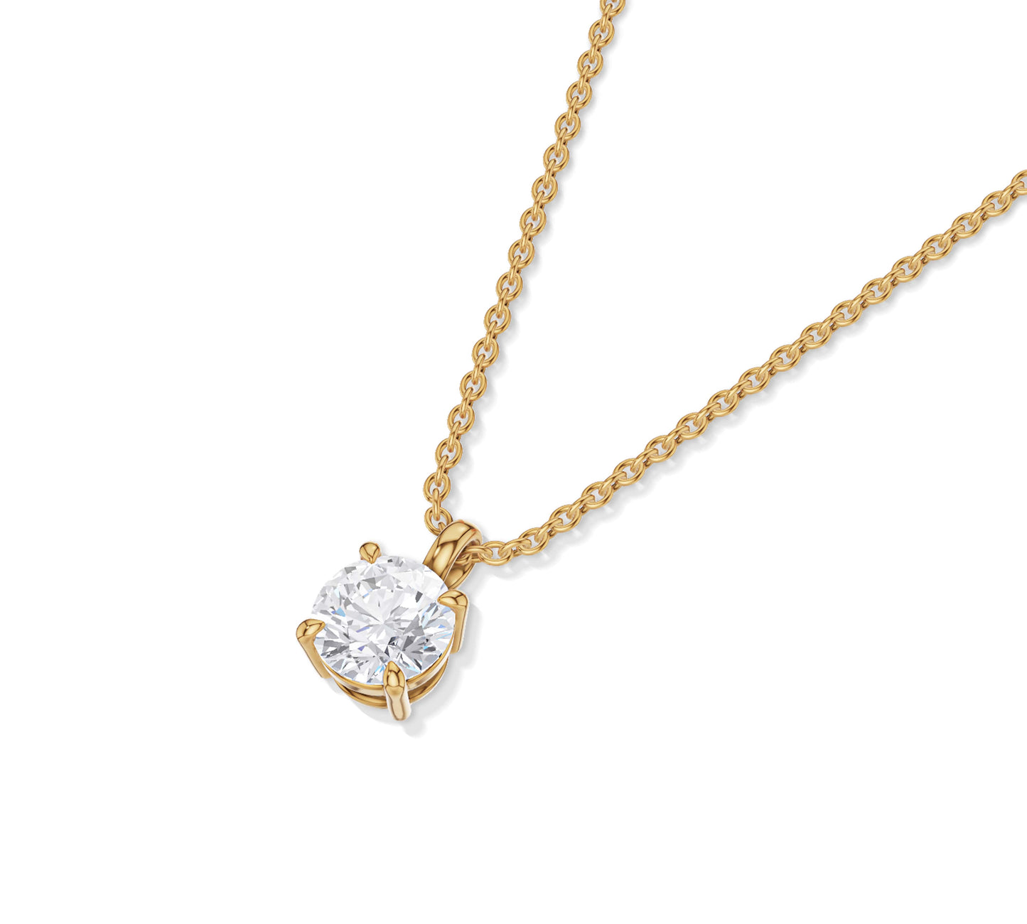 14k solid gold solitaire diamond necklace