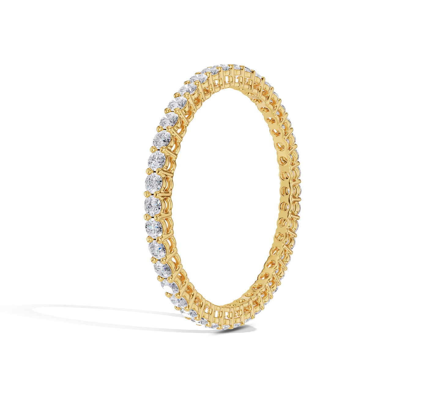 Yellow gold band with round diamonds