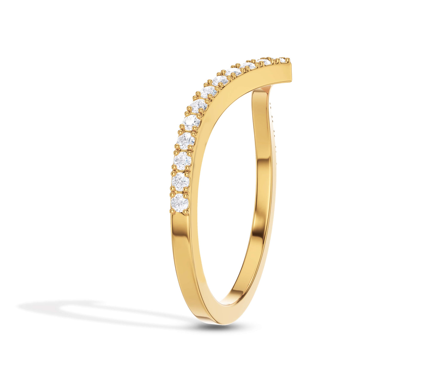 Curved moissanite ring for weddings