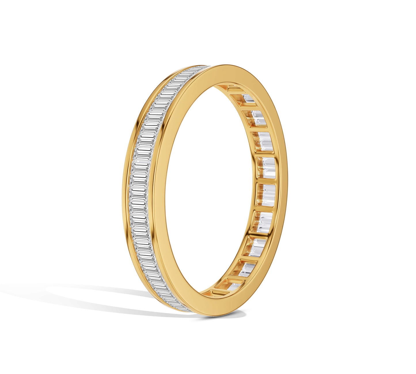 Baguette diamonds in sleek channel setting