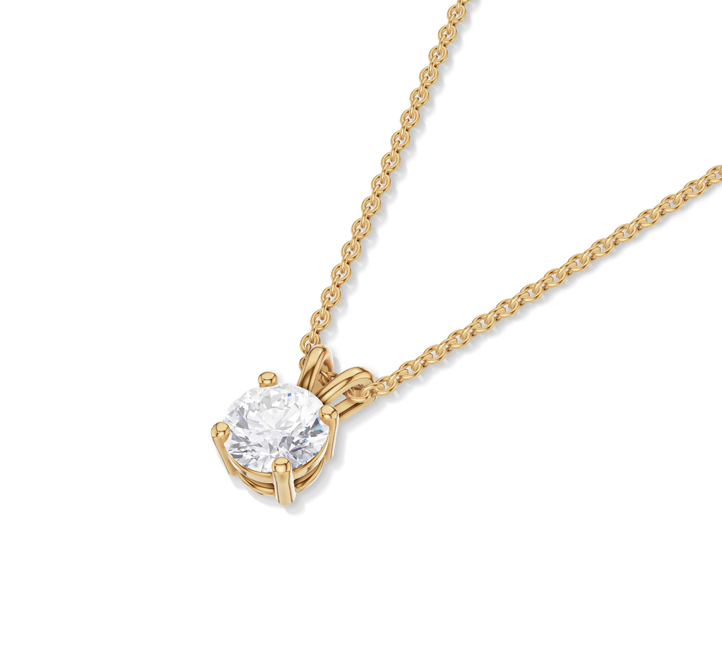 4 Prong Round Brilliant Diamond Pendant Necklace