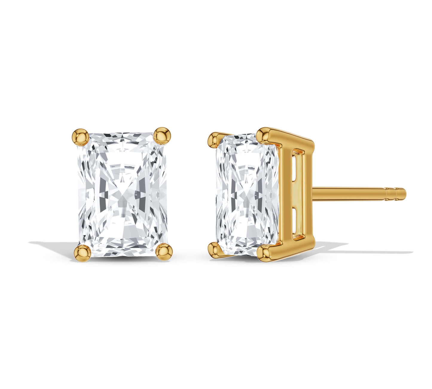 Radiant diamond earrings gold setting