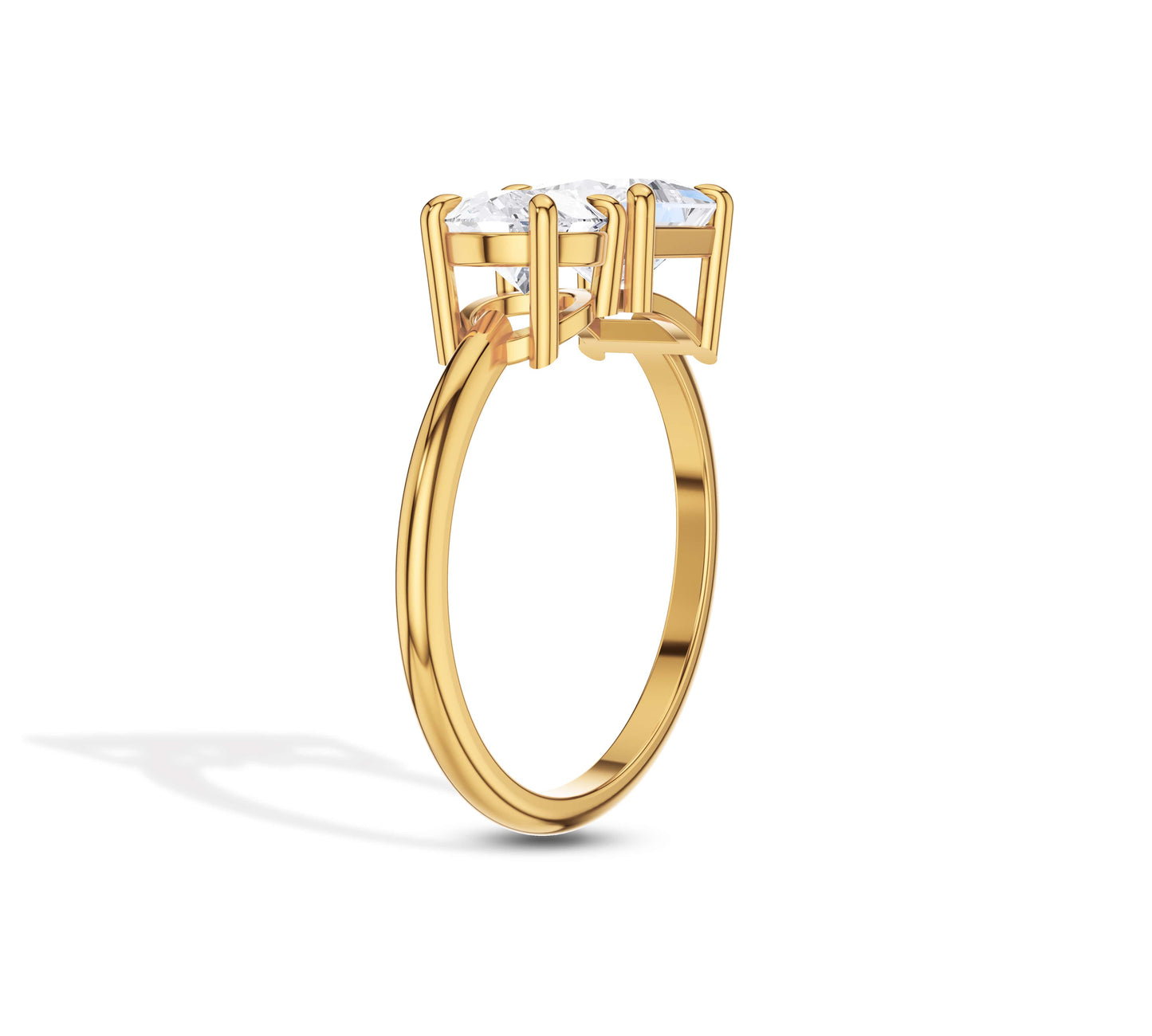 Contemporary dual diamond gold ring