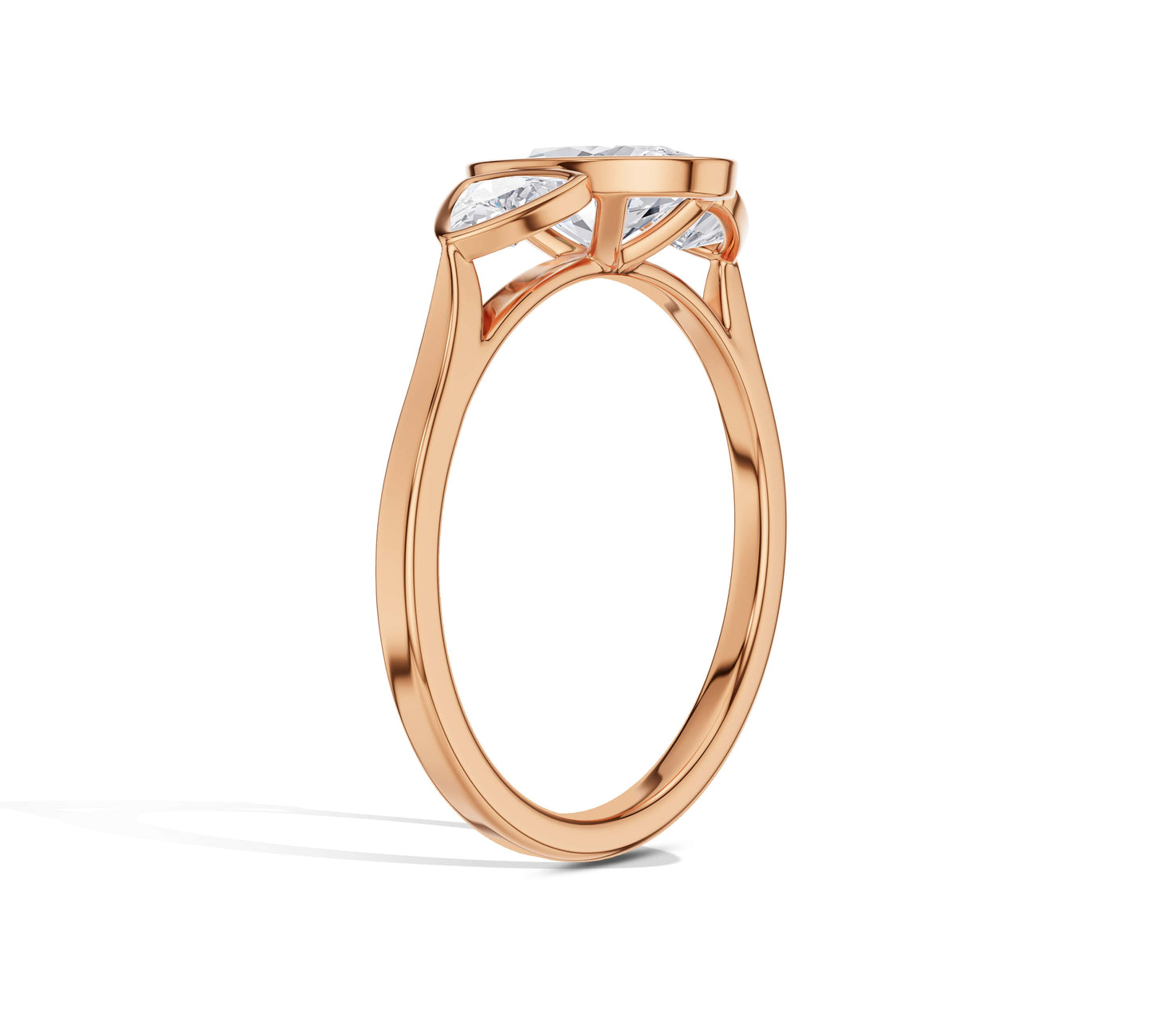 Romantic rose gold oval ring with triangle accents