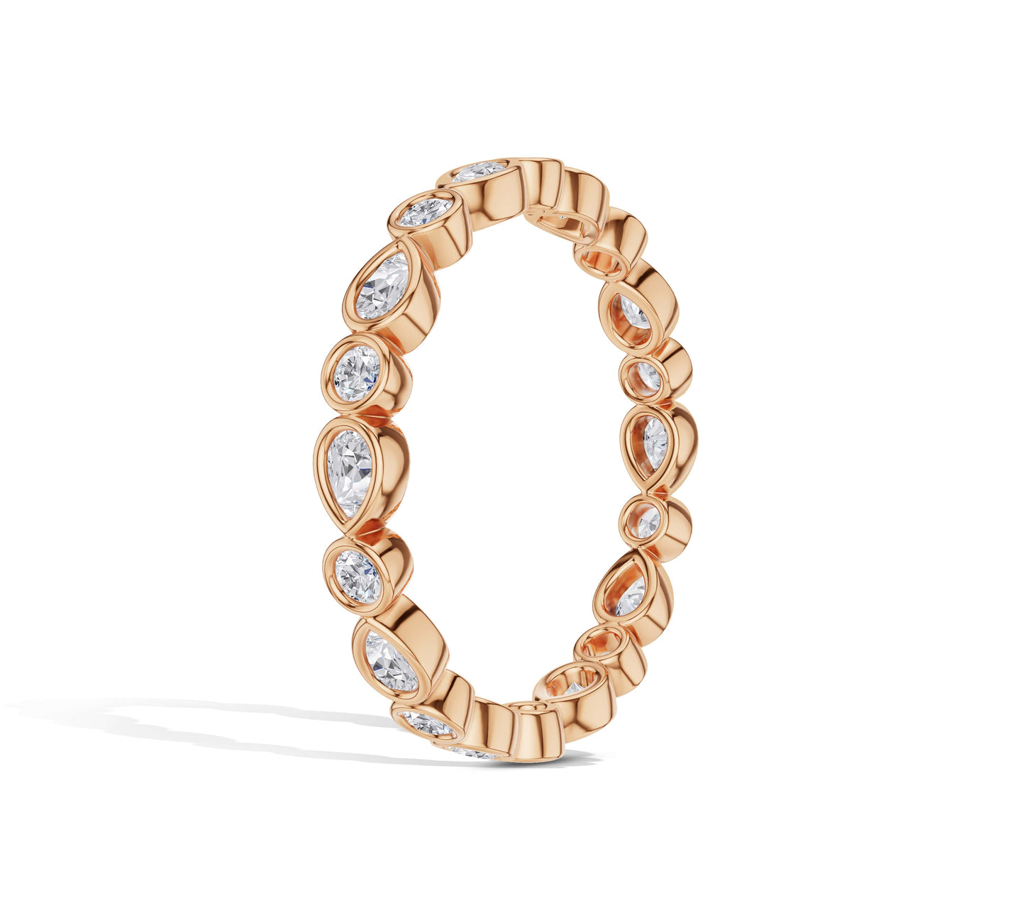 Bezel Set Round and Pear Diamond Eternity Band