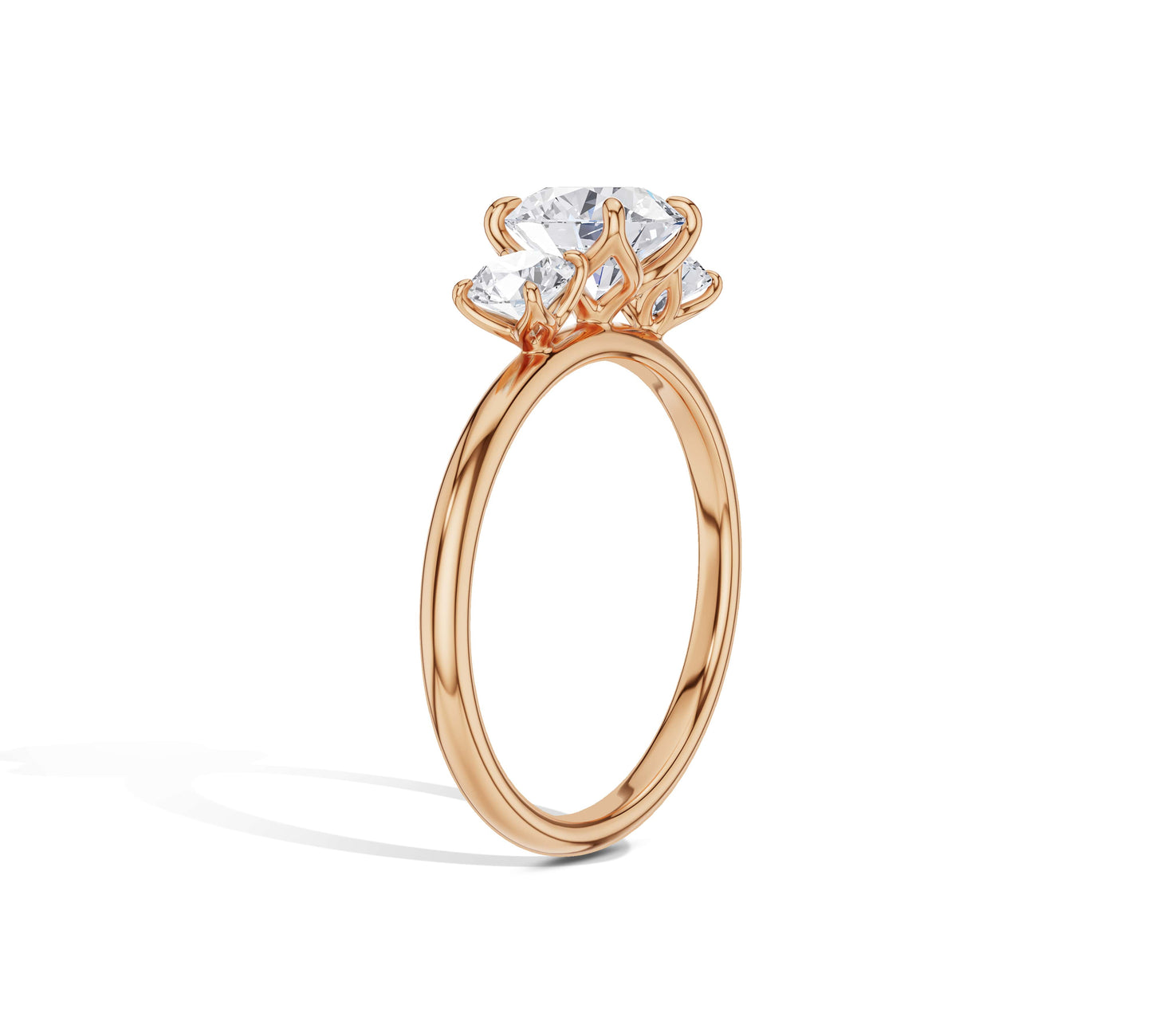 Round diamond three stone wedding ring