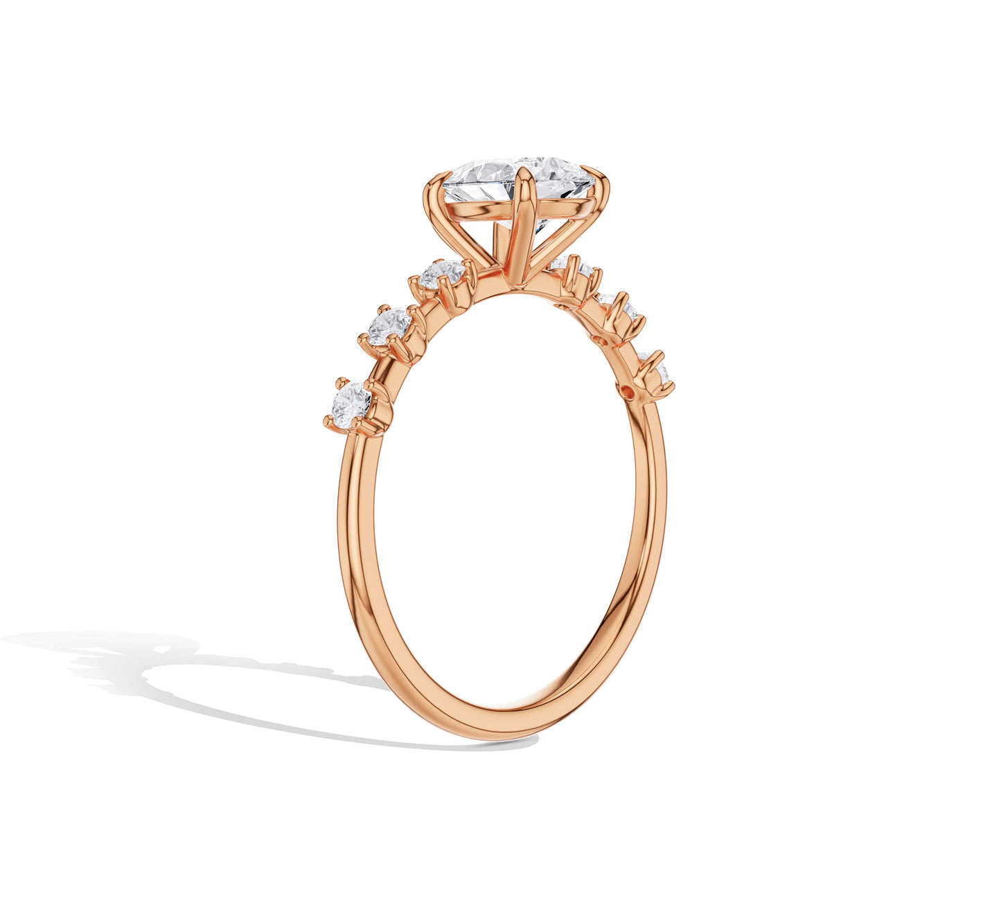 Romantic rose gold diamond ring with teardrop center