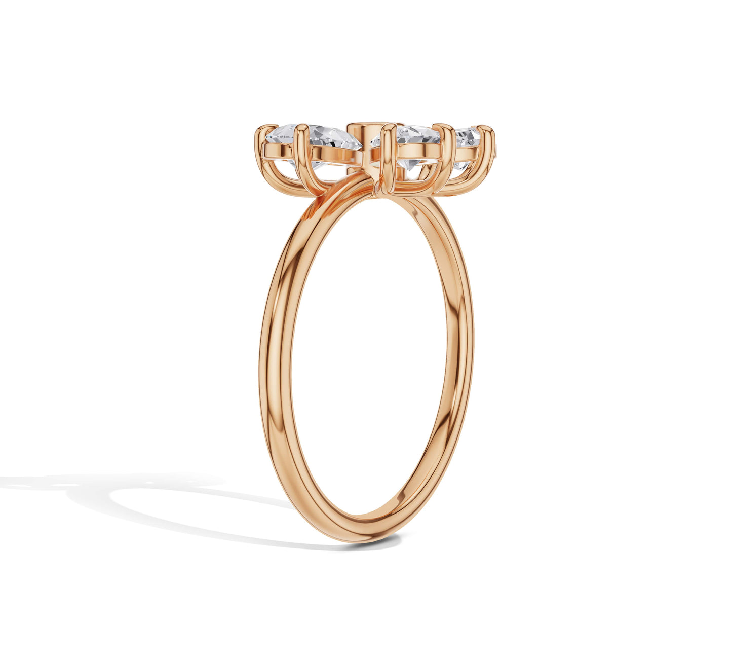 Elegant floral ring with white diamonds