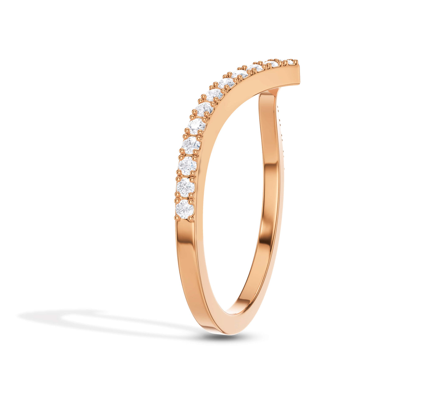 Unique moissanite curved wedding ring