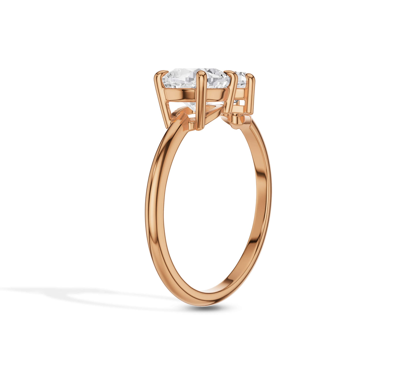 Cushion and Heart Diamond toi et moi Ring