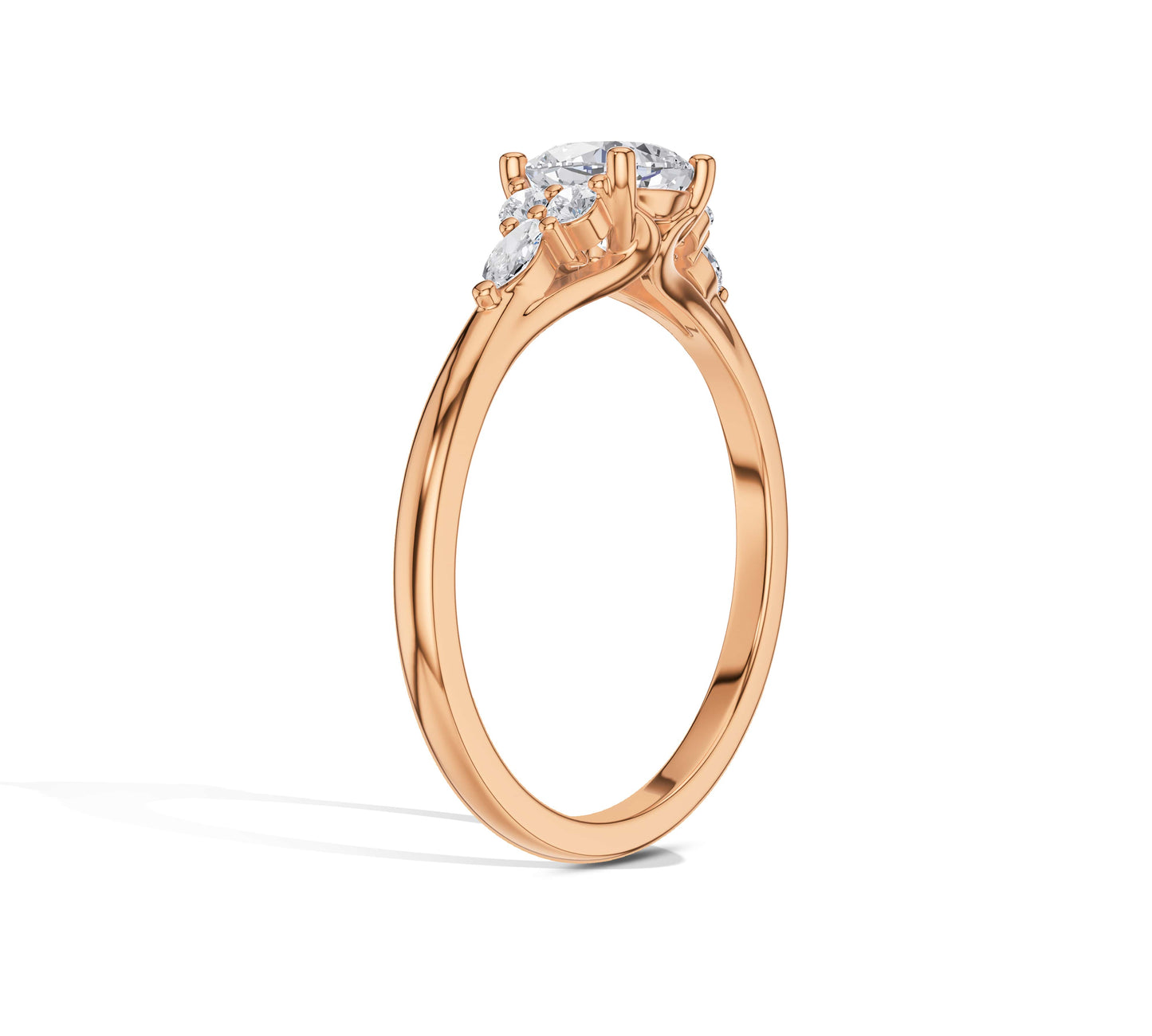 Diamond trio ring with vintage-inspired cushion cut