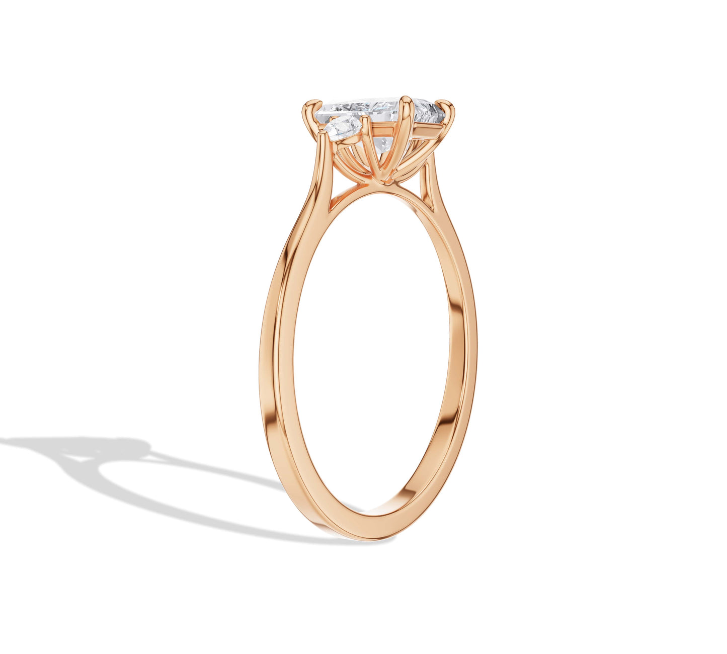three stone radiant engagement ring