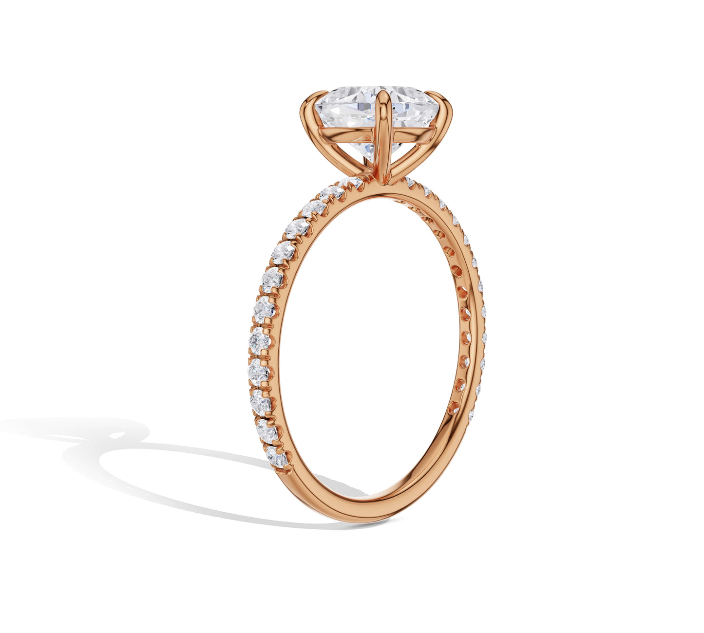 Rose gold engagement ring with cushion center stone