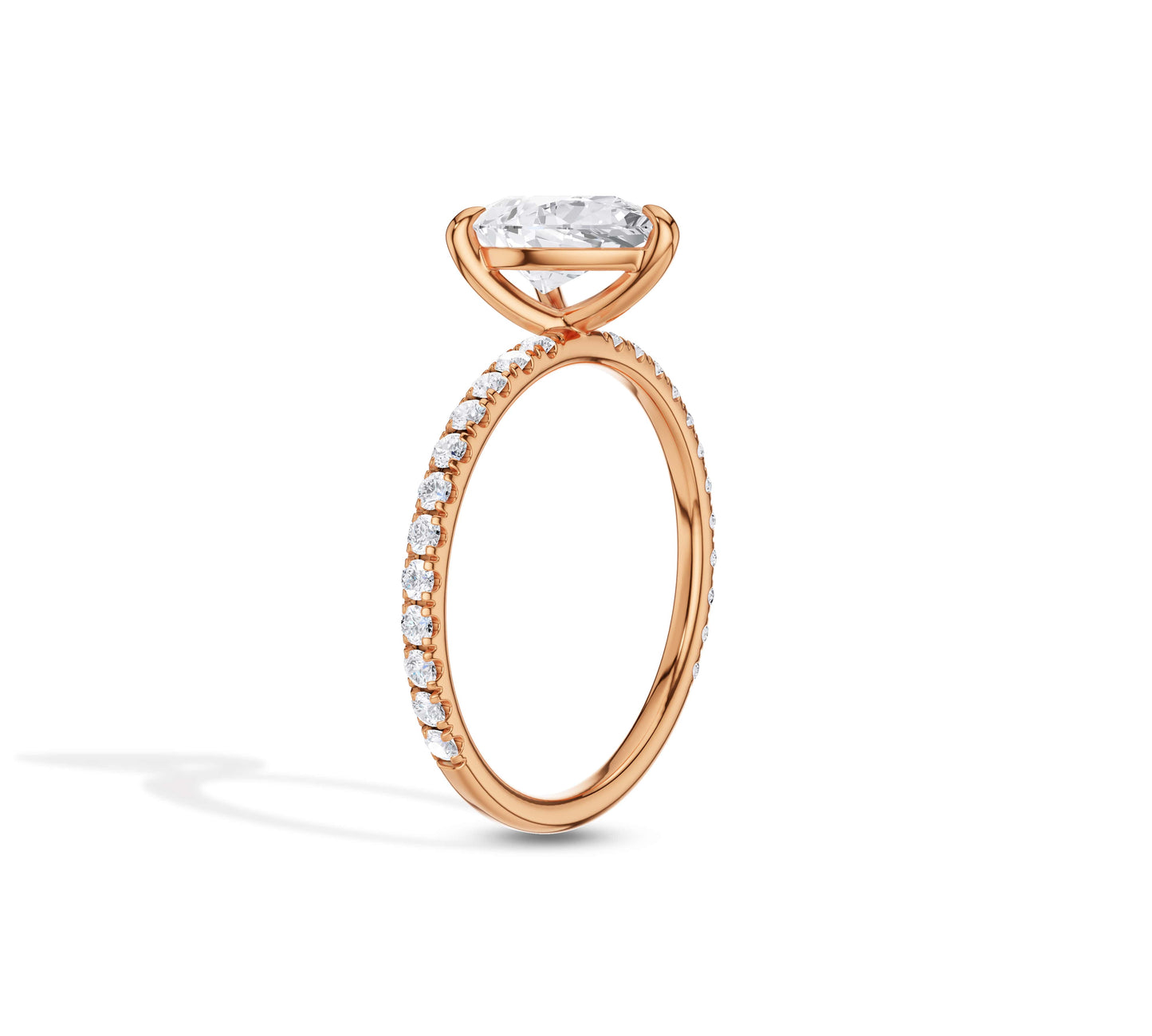 Delicate rose gold engagement ring with pear cut