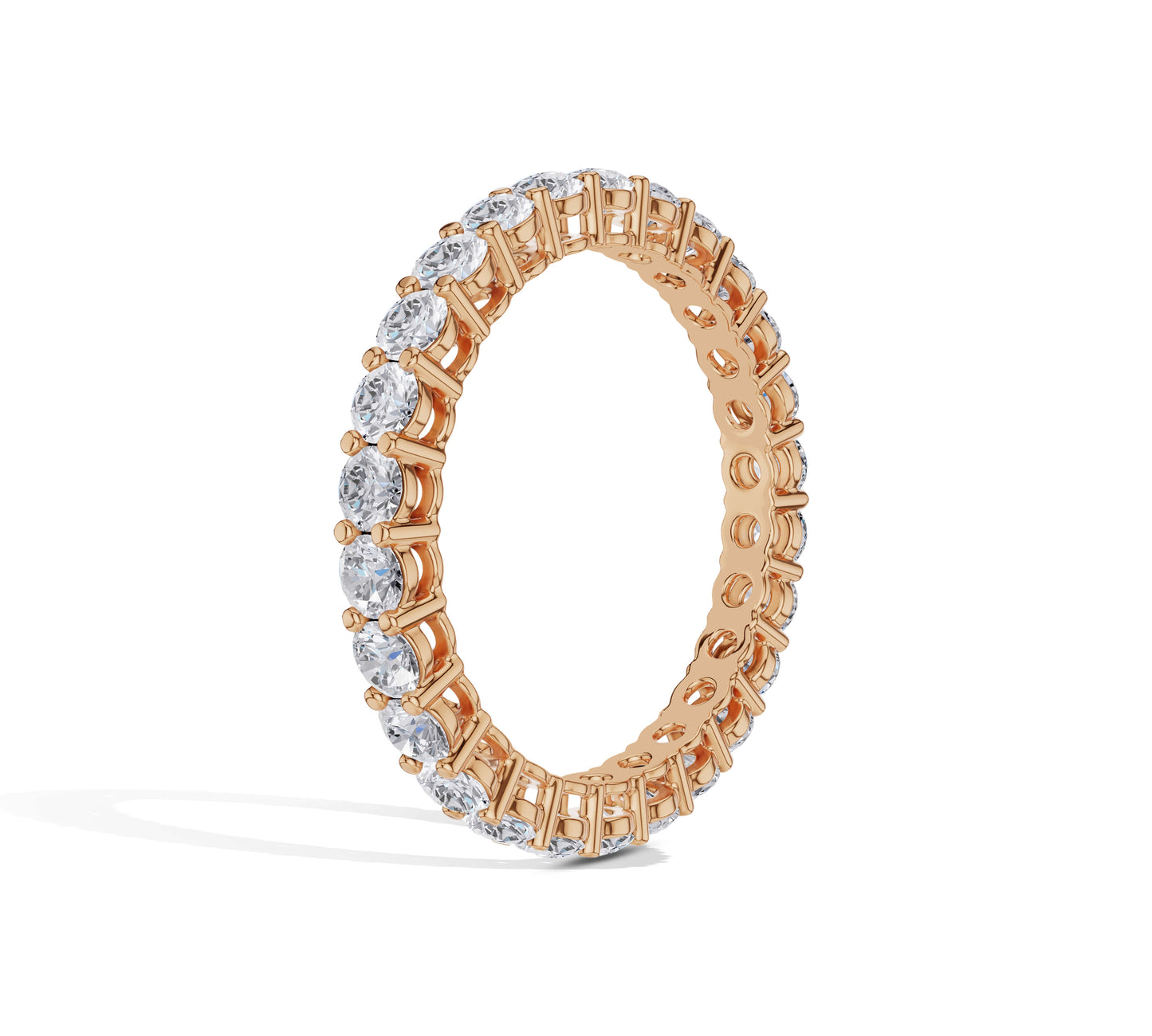 rose gold prong-set diamond band with elegant finish