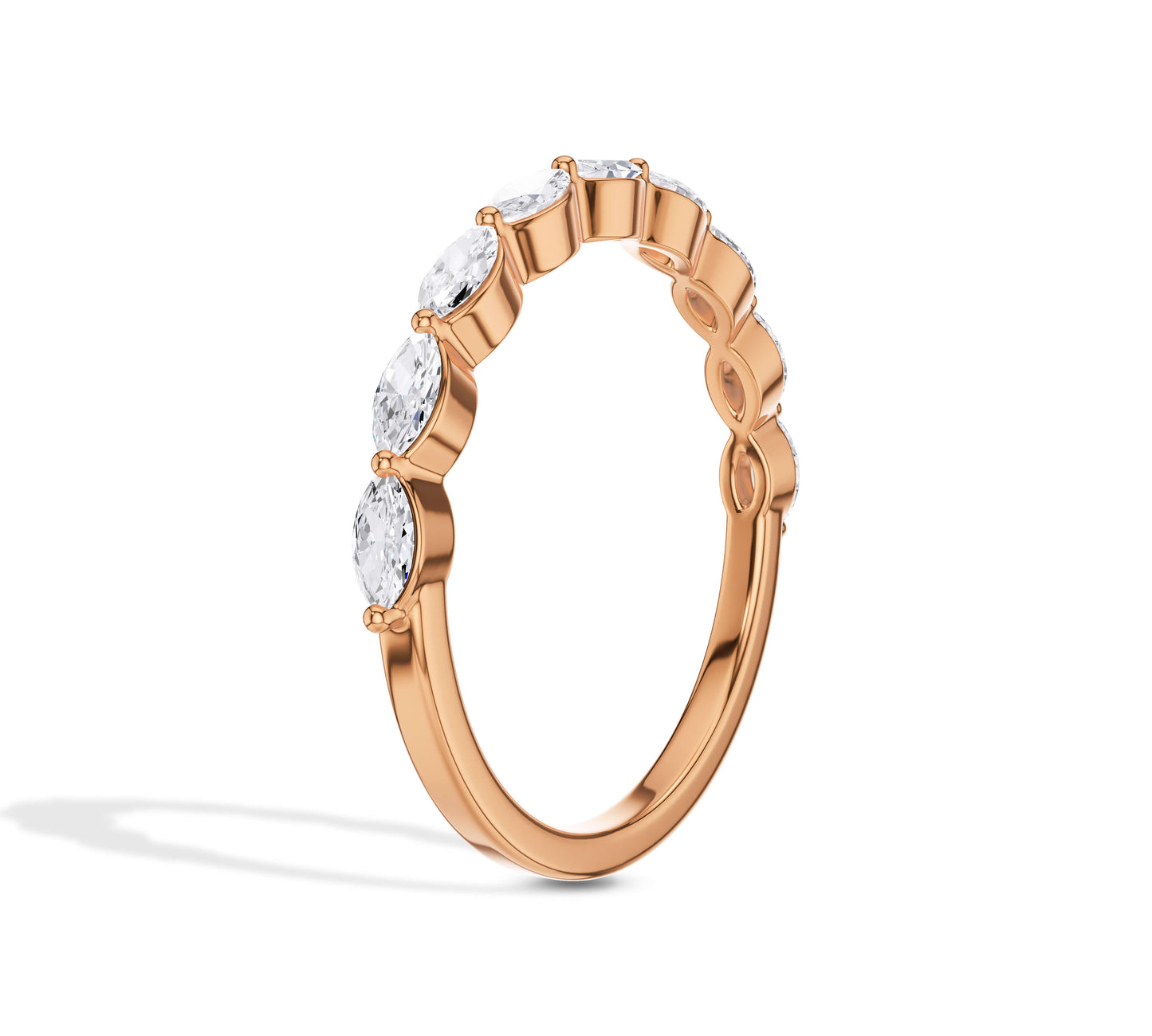 Rose gold marquise diamond wedding ring