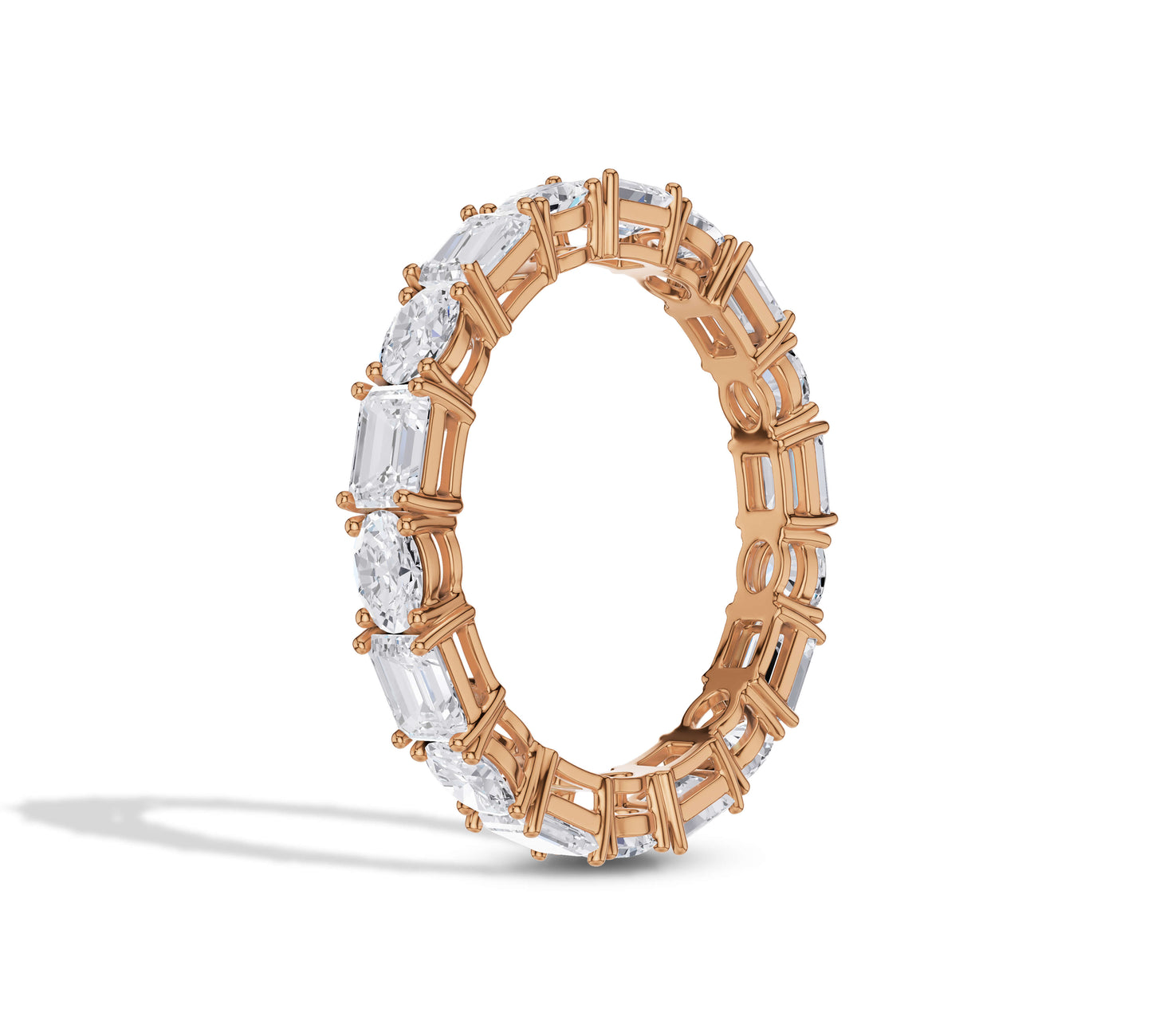 Luxury jewelry eternity band with blend of cuts