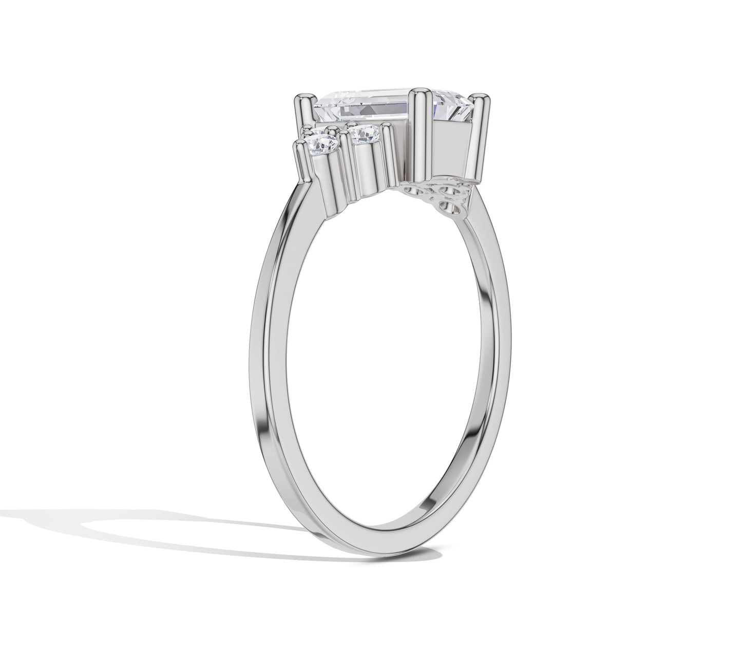Nature style emerald cut ring