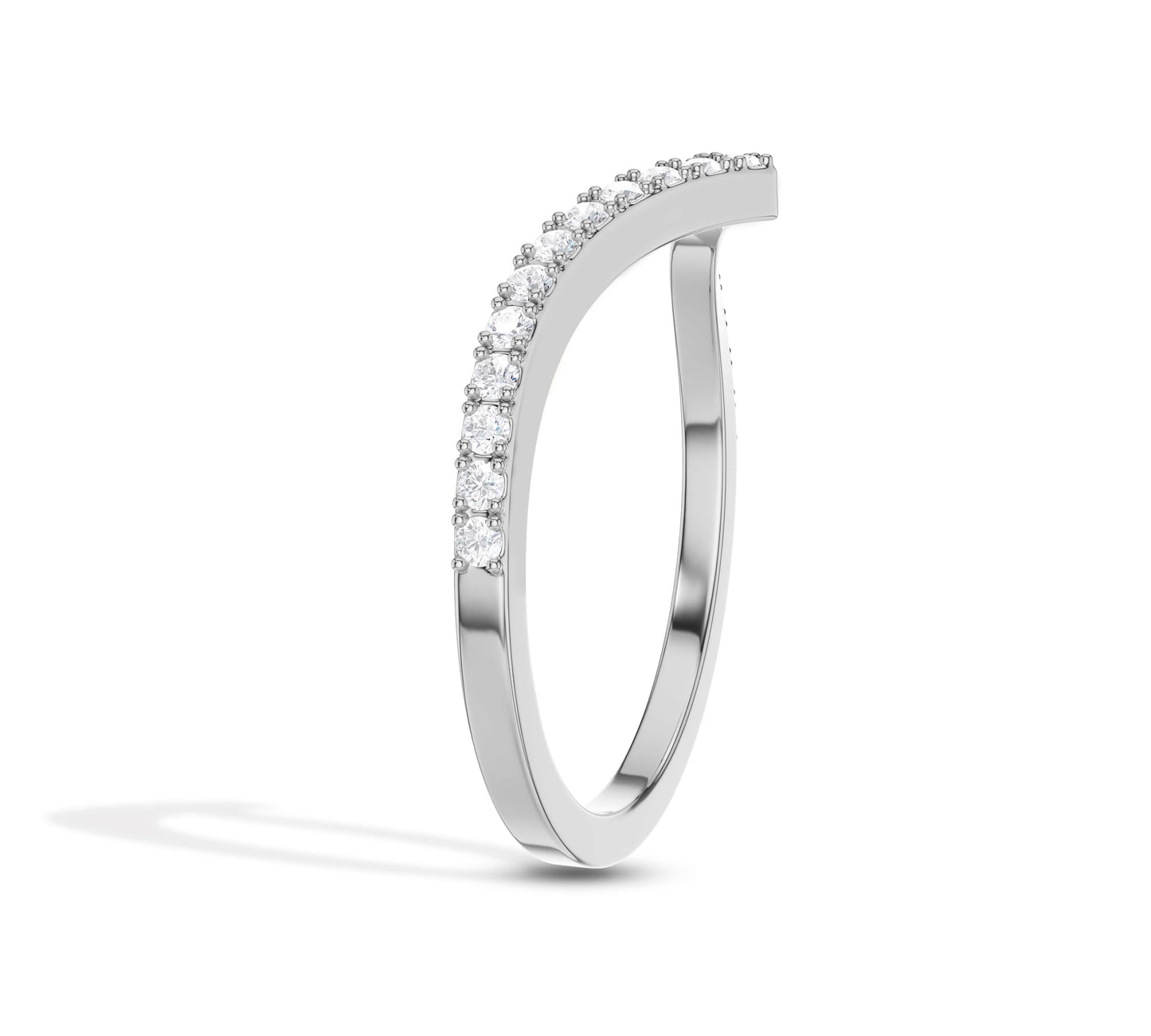 Classic moissanite V wedding ring