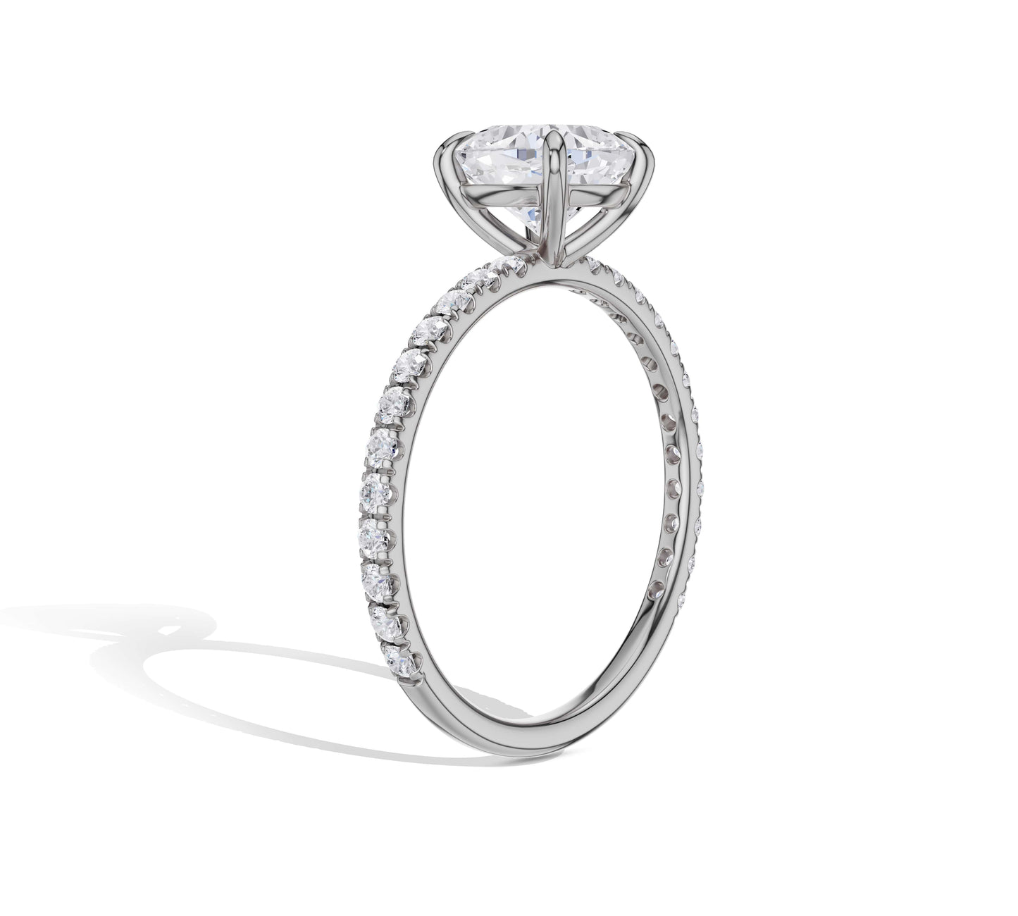 Elegant cushion solitaire in white gold setting