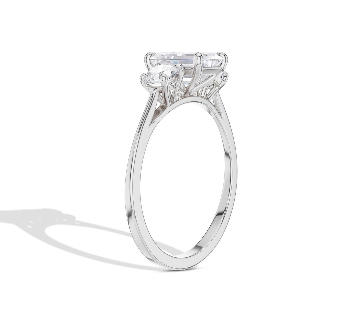 emerald diamond three stone diamond ring