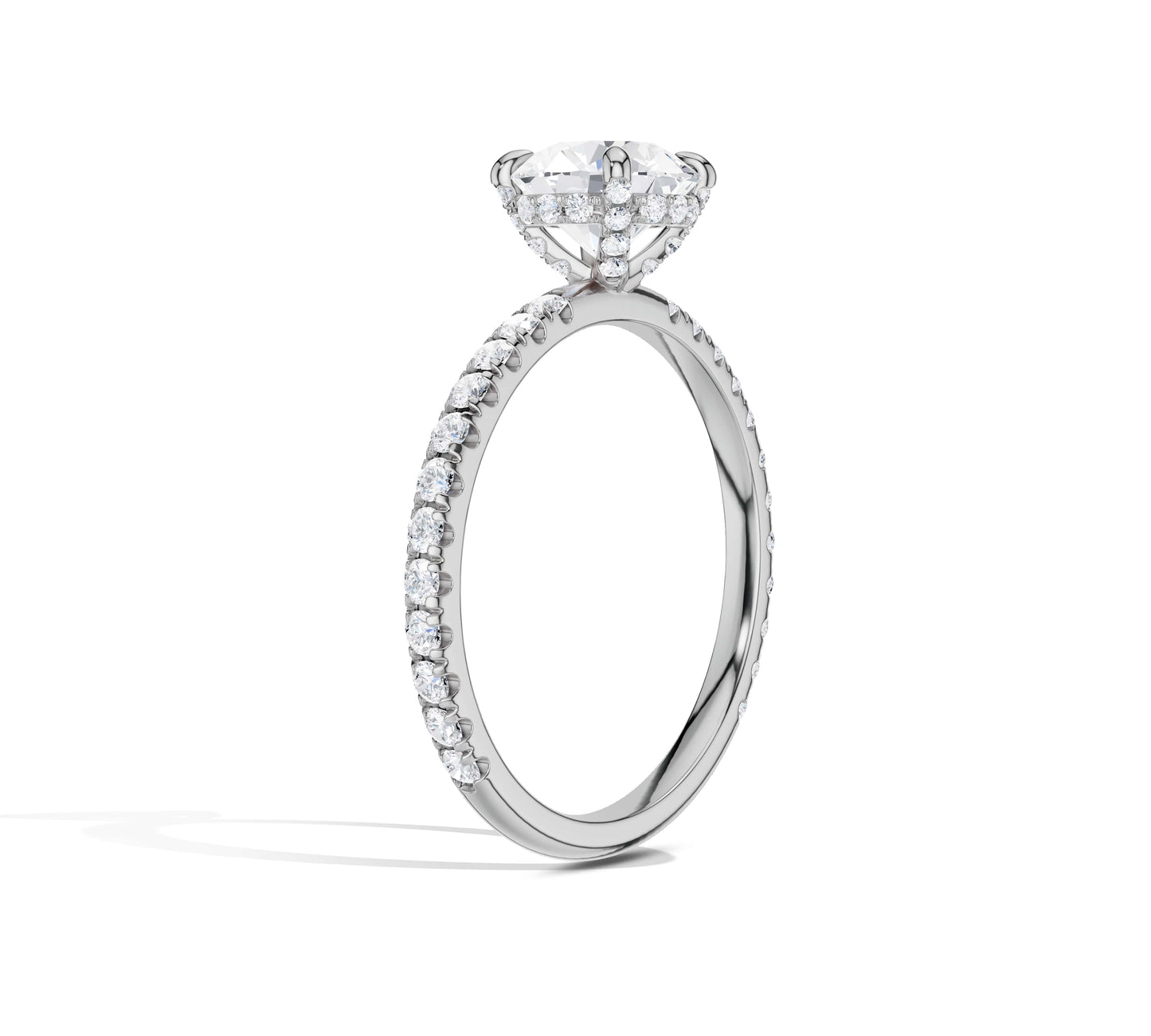 Elevated round diamond ring with modern gold setting