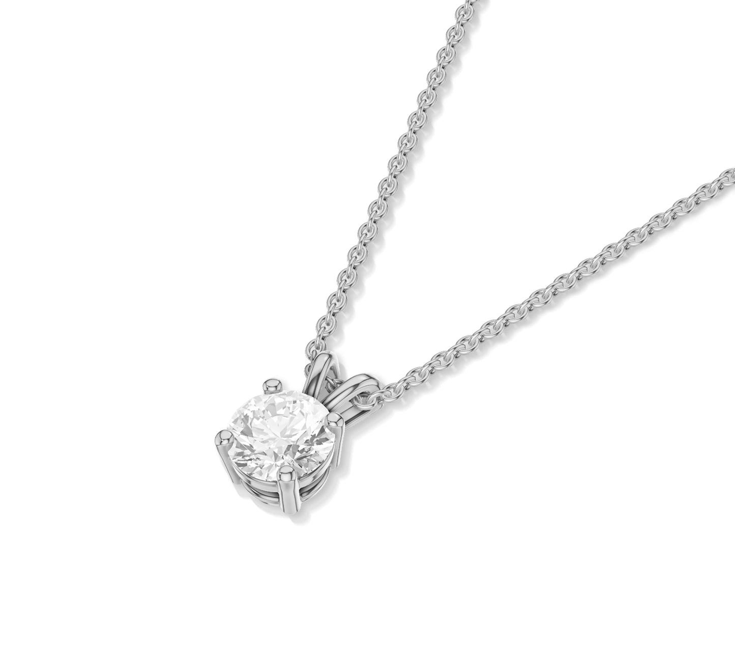 four prong round diamond solitaire necklace