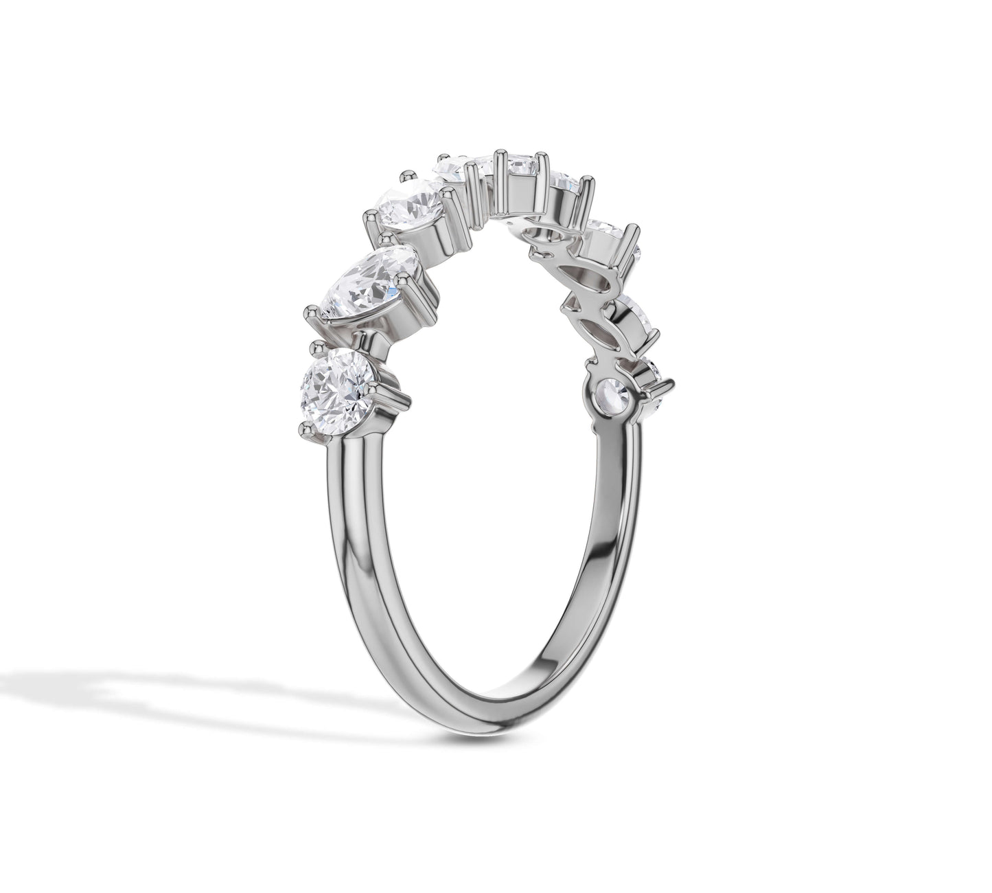 Alternating shape white gold eternity band with round and marquise stones