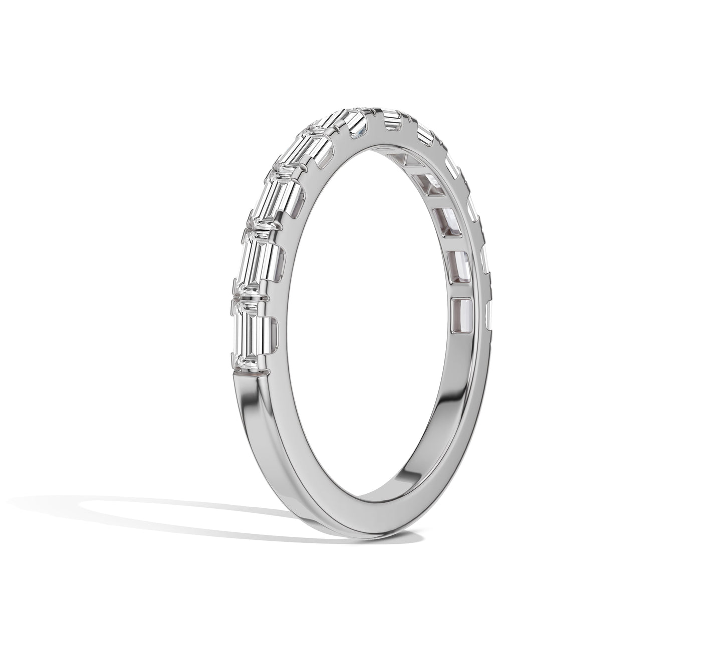 white gold baguette wedding band