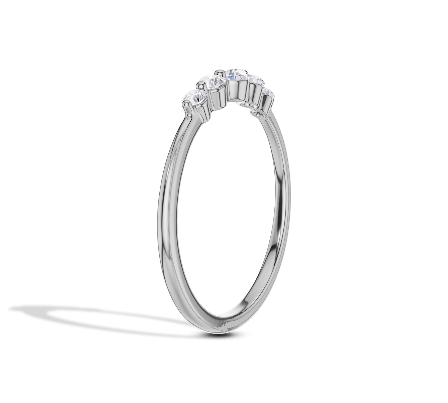Classic five stone engagement band in rose gold with brilliance
