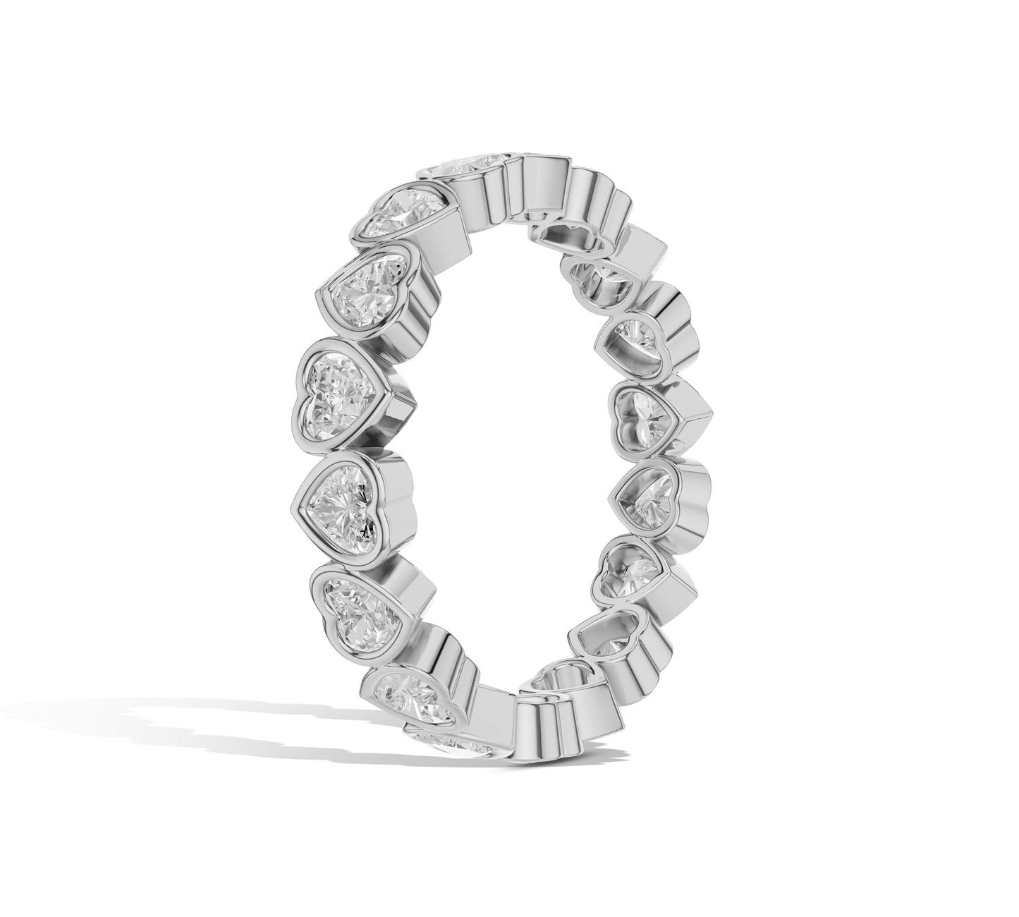 bezel set heart diamond band