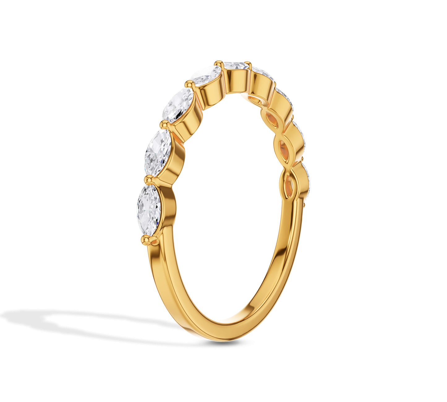 Yellow gold marquise eternity band for her