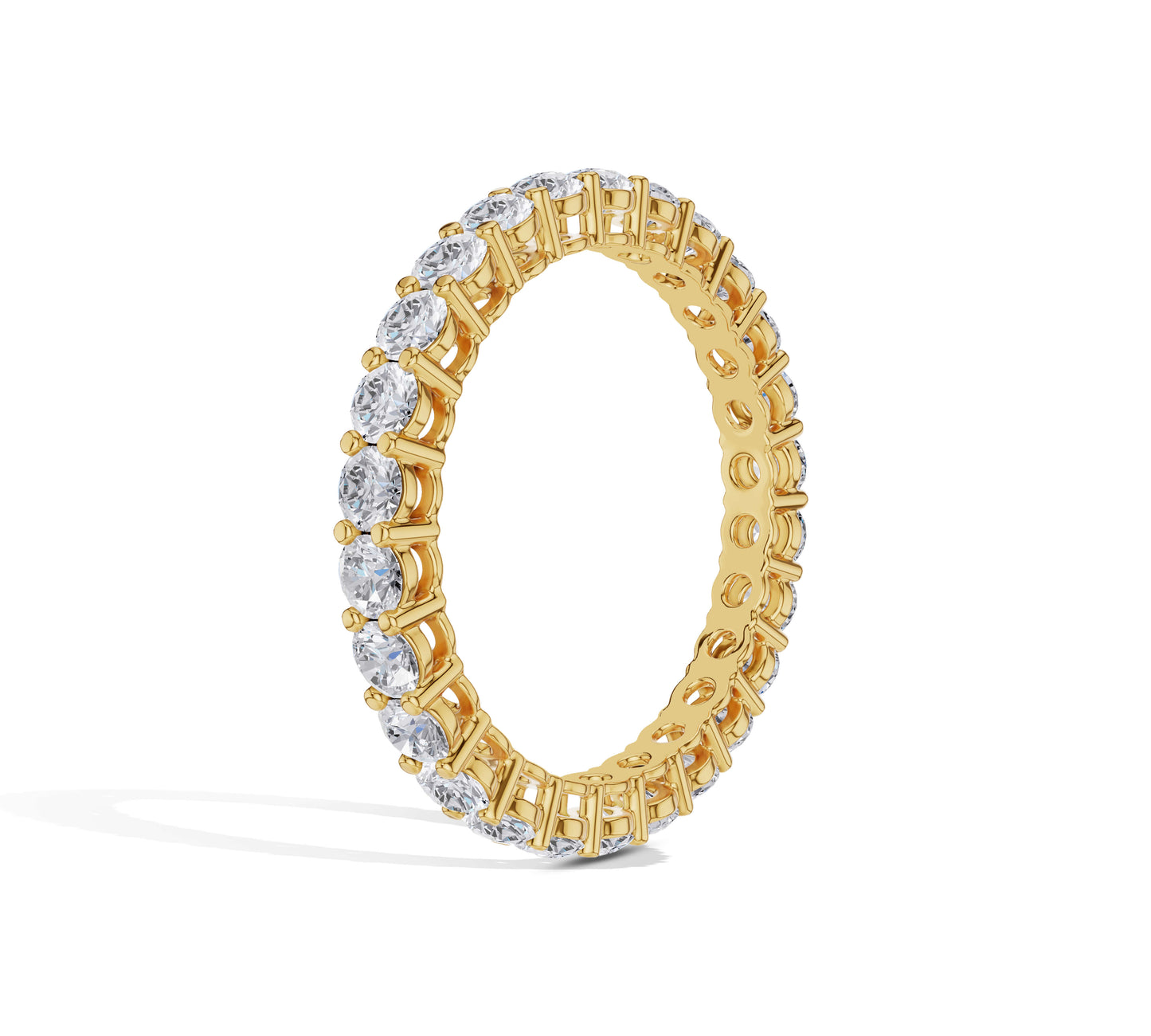 Diamond wedding band in classic yellow gold