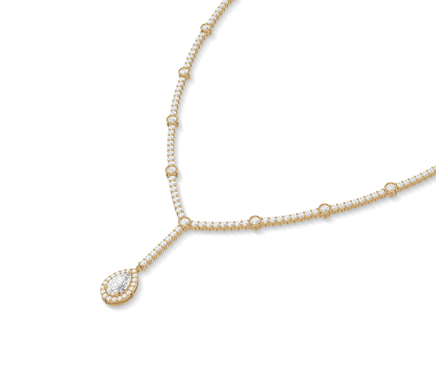 Elegant Y necklace with teardrop moissanite centerpiece