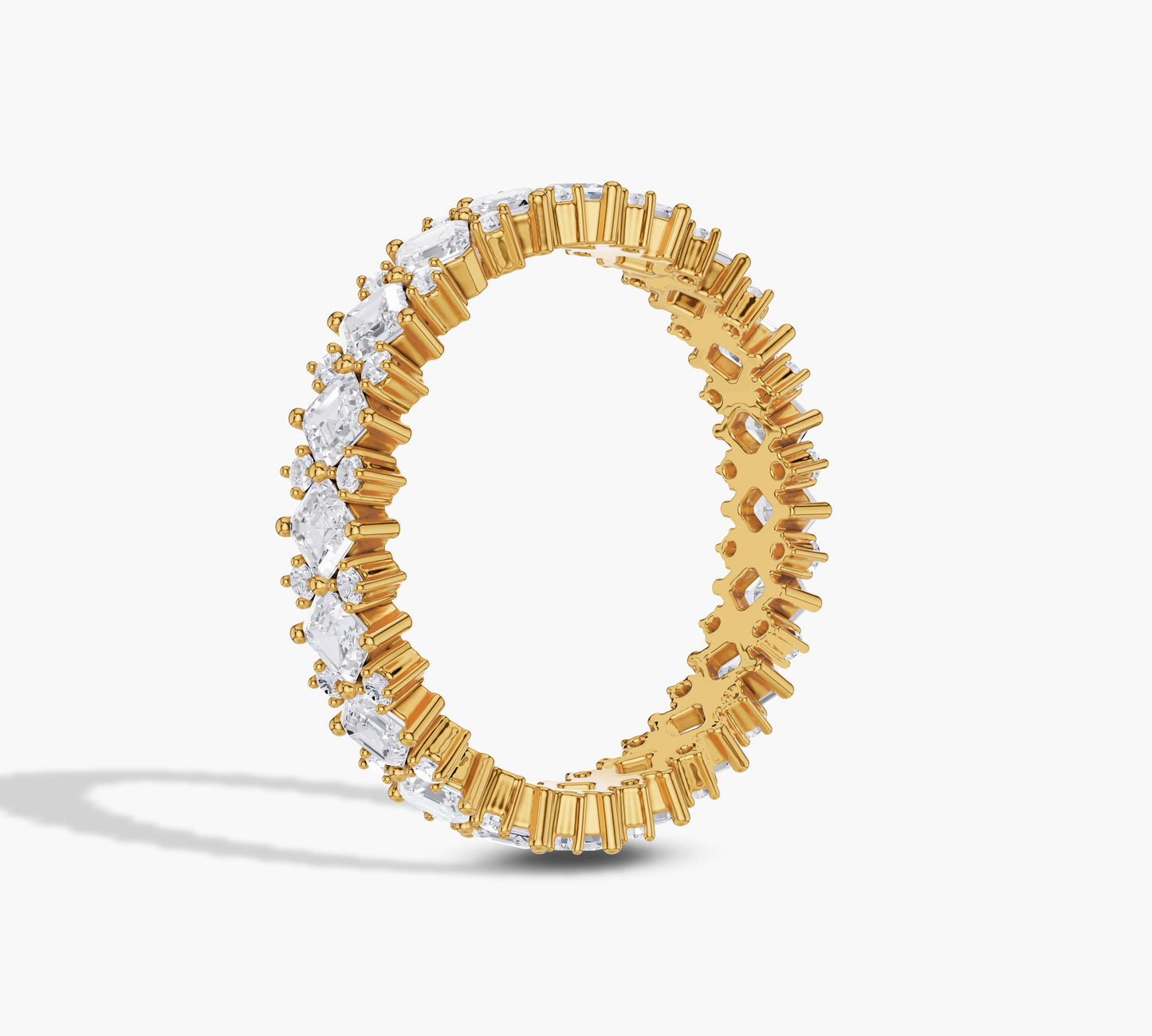 Designer gold eternity band with Asscher diamonds