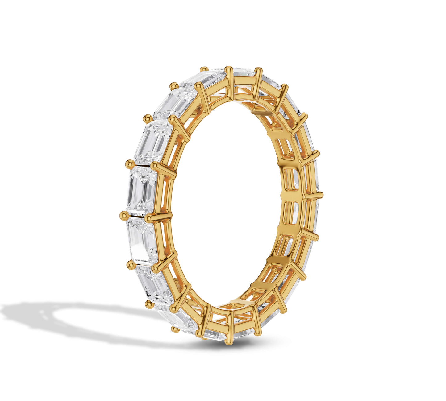 Full eternity band with emerald cut diamonds