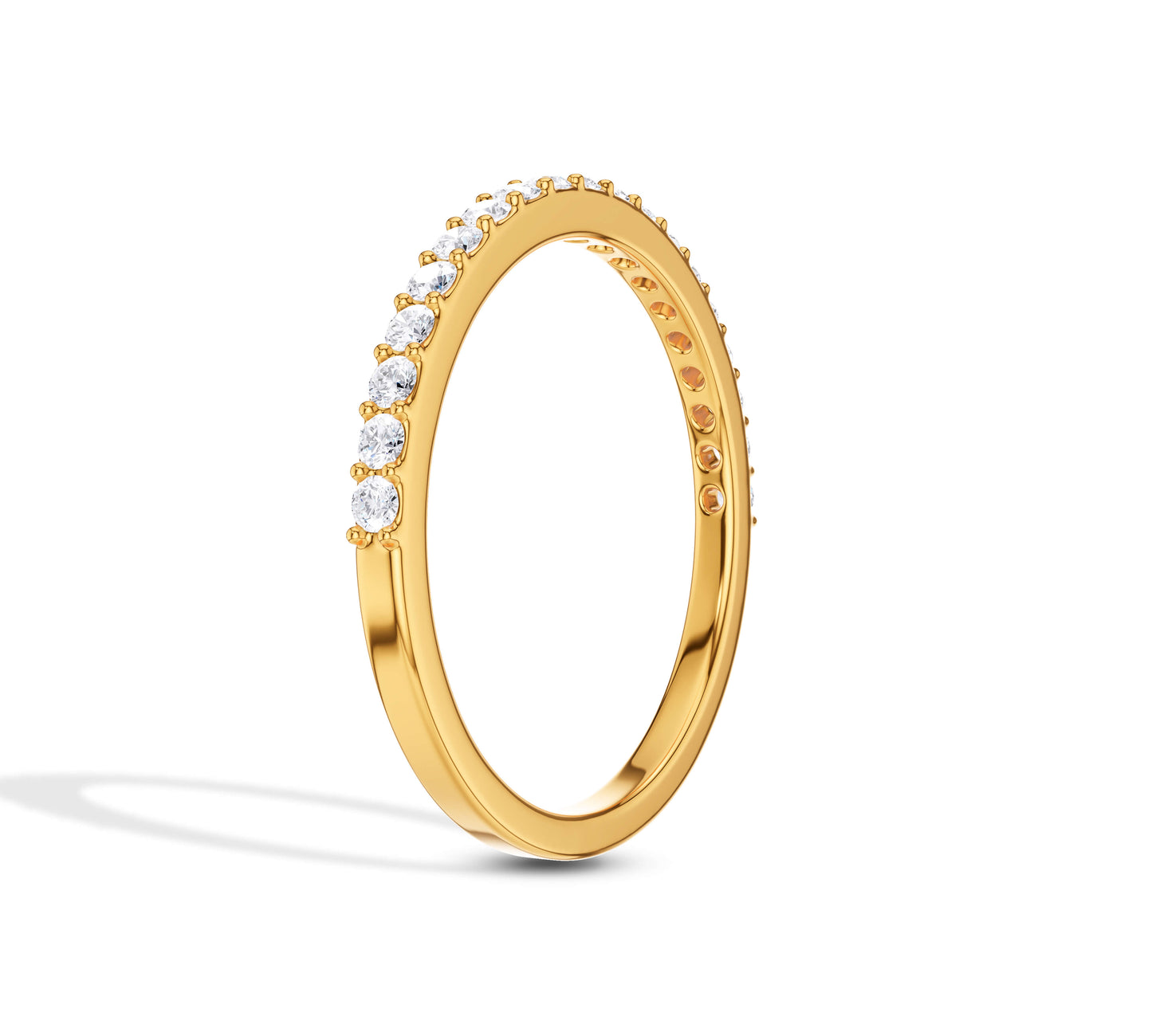 Yellow gold stacking ring with diamonds