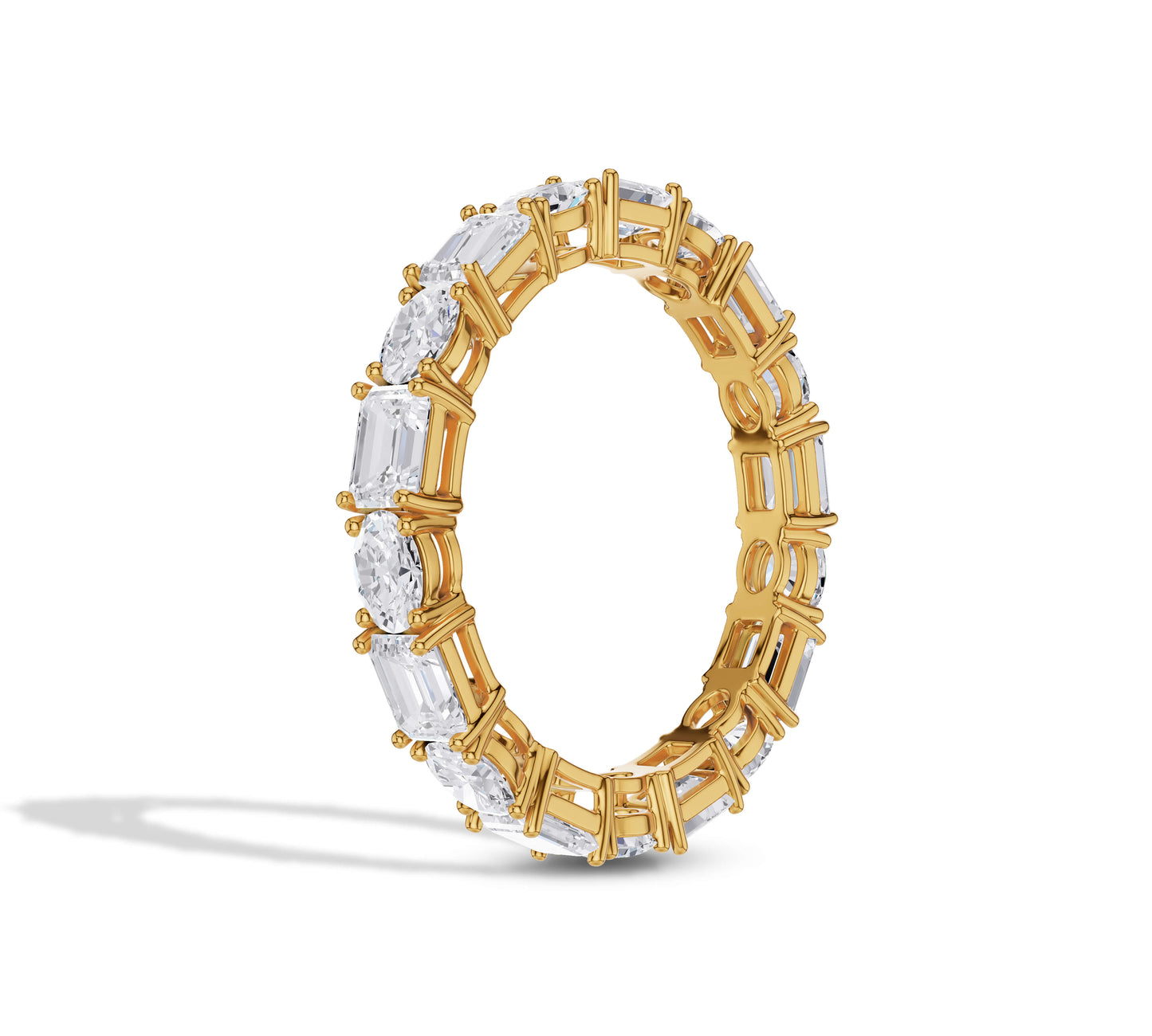 Designer mixed cut diamond ring in yellow gold