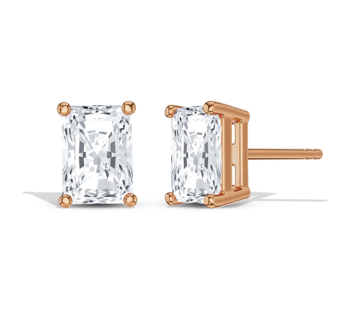 Yellow gold radiant diamond studs