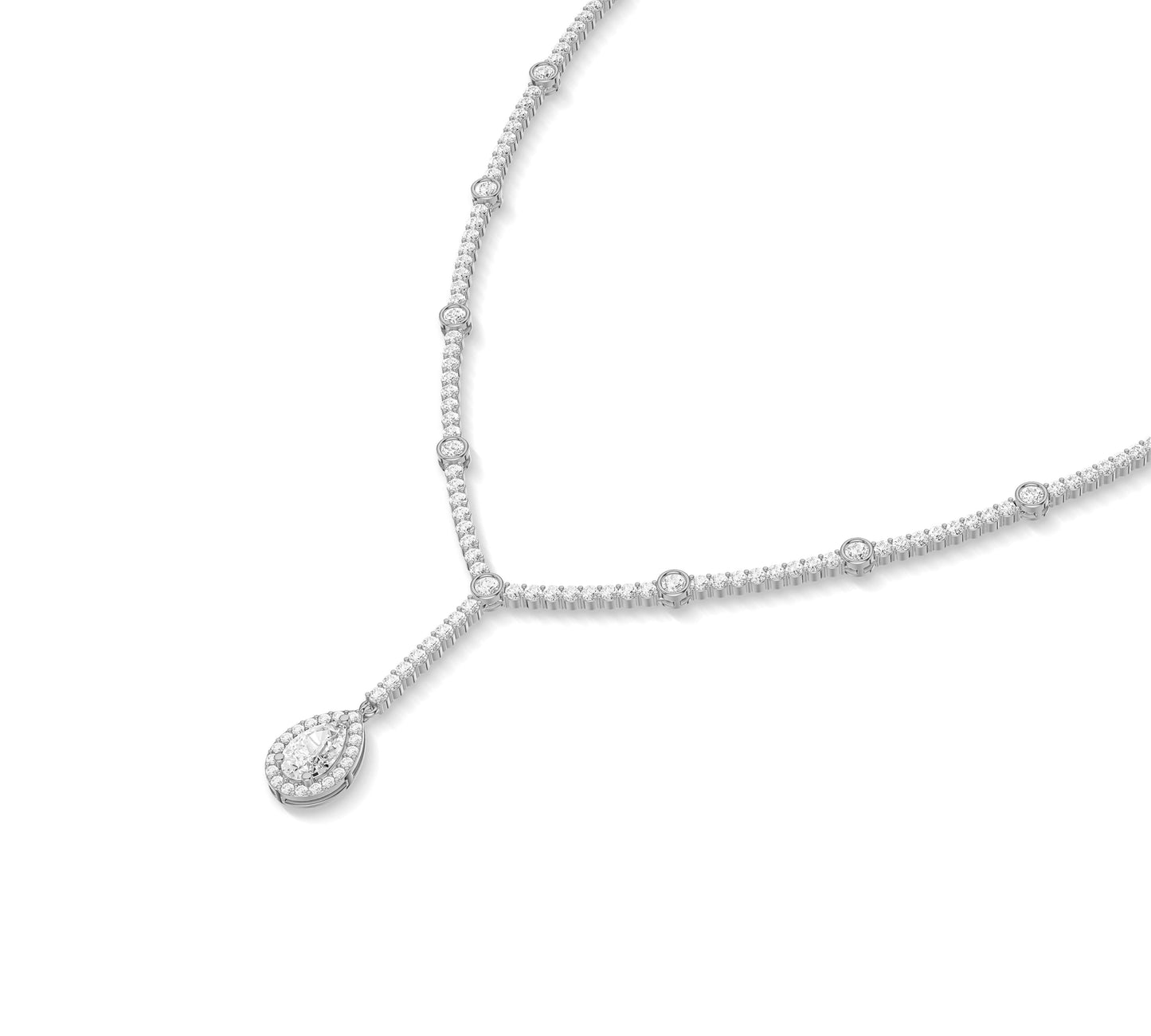 Elegant moissanite Y chain necklace in real gold