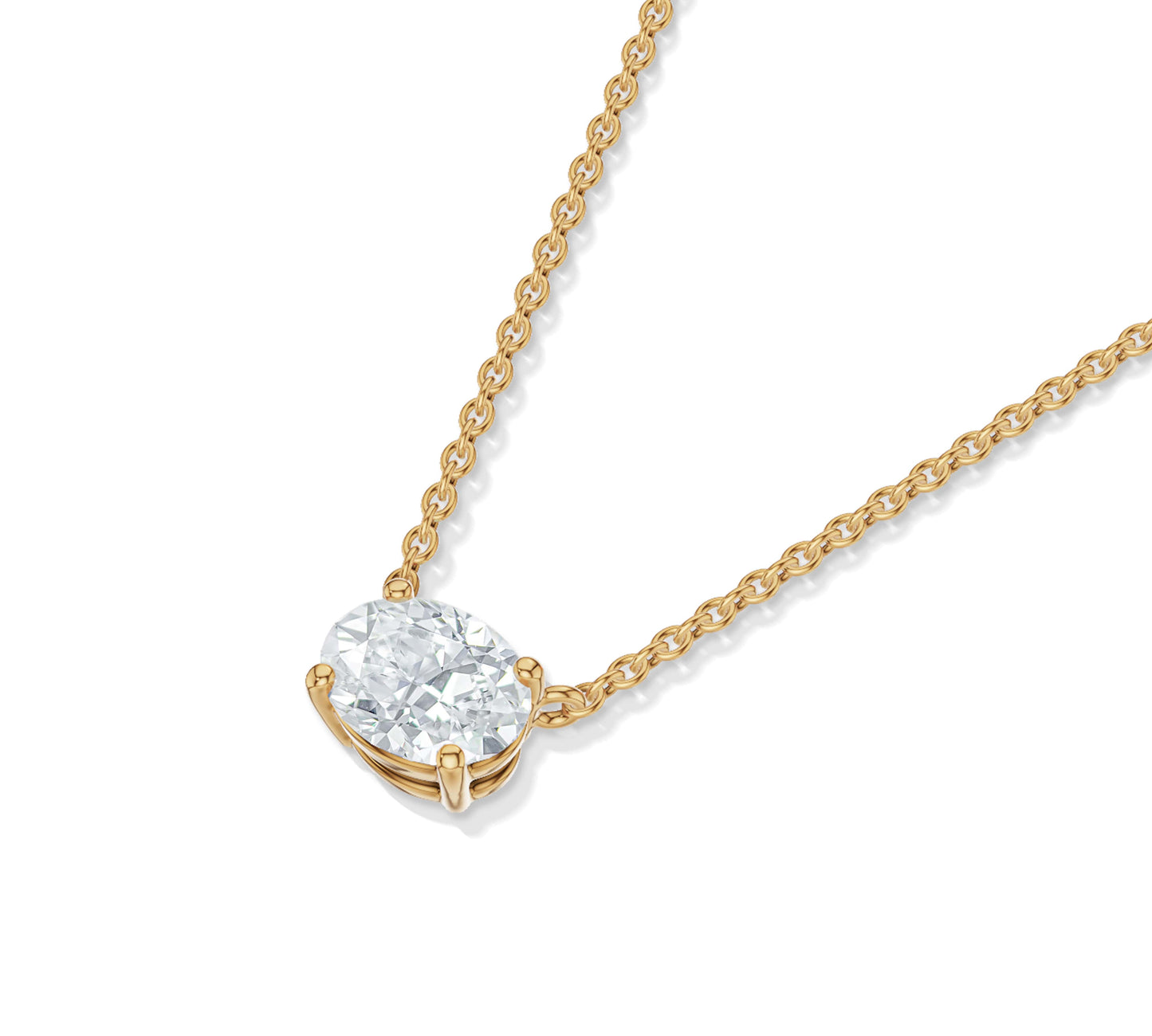 Horizontal Oval Cut Diamond Necklace