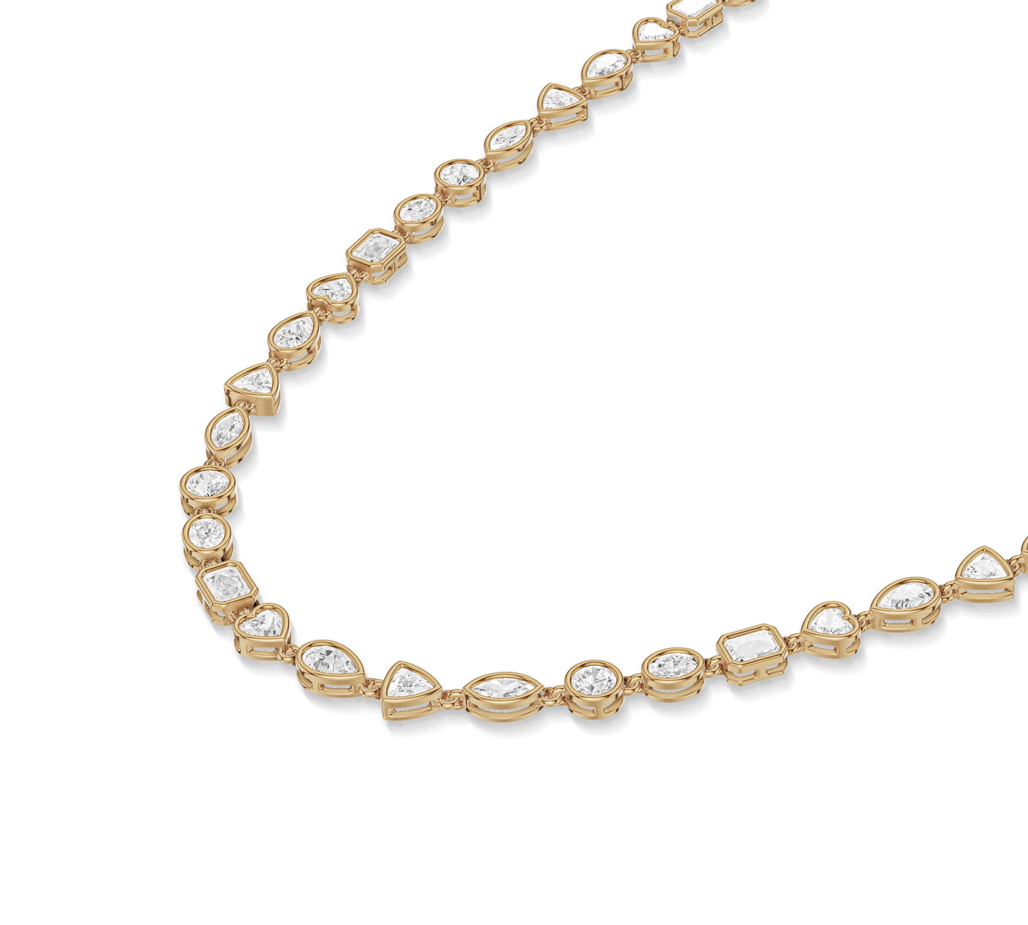 Elegant necklace with pear, round, marquise and princess diamonds