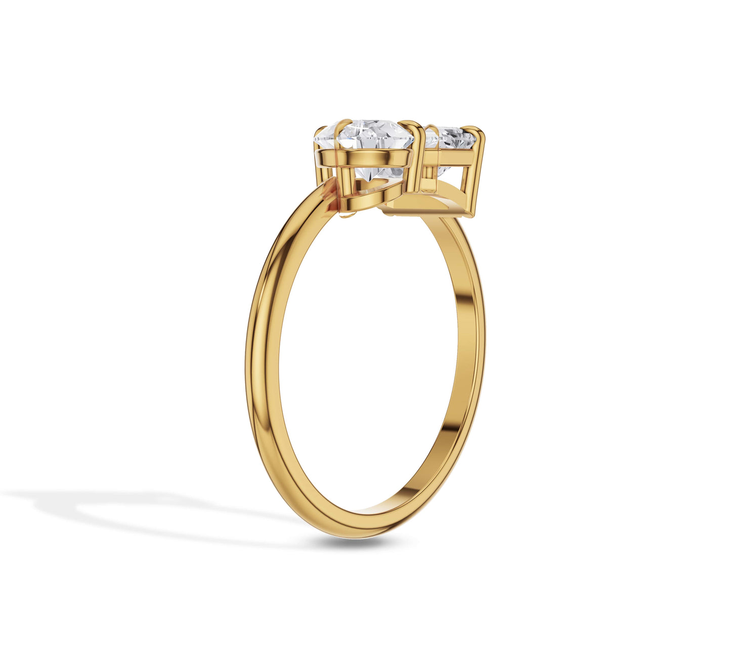 Dual lab grown diamond ring in yellow gold with unique silhouette