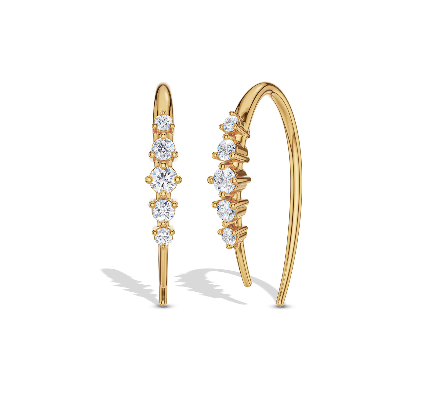 18K yellow gold modern diamond ear climbers