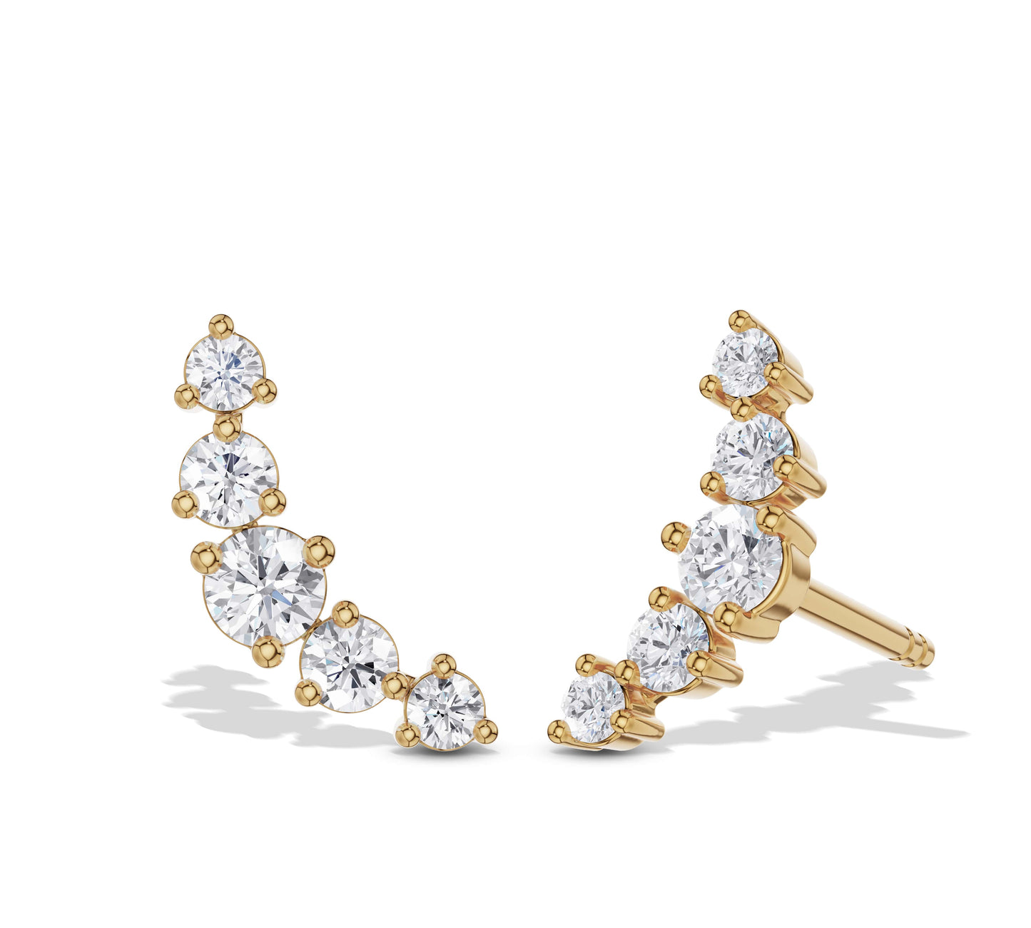 14K yellow gold ear crawler with lab-grown diamonds