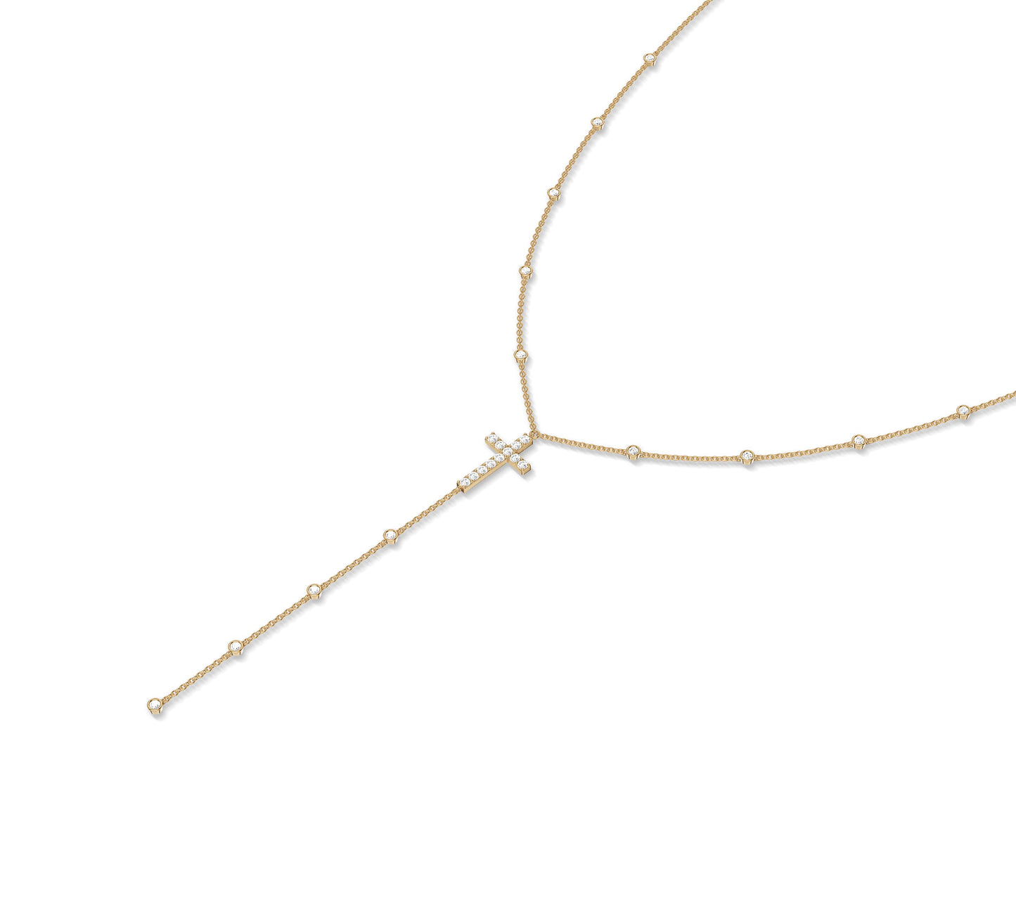 Elegant station chain necklace with cross pendant