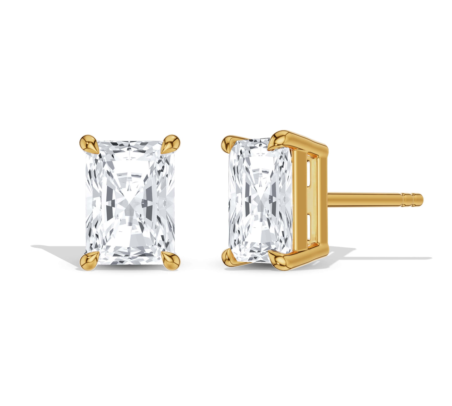 Rectangle shaped diamond studs