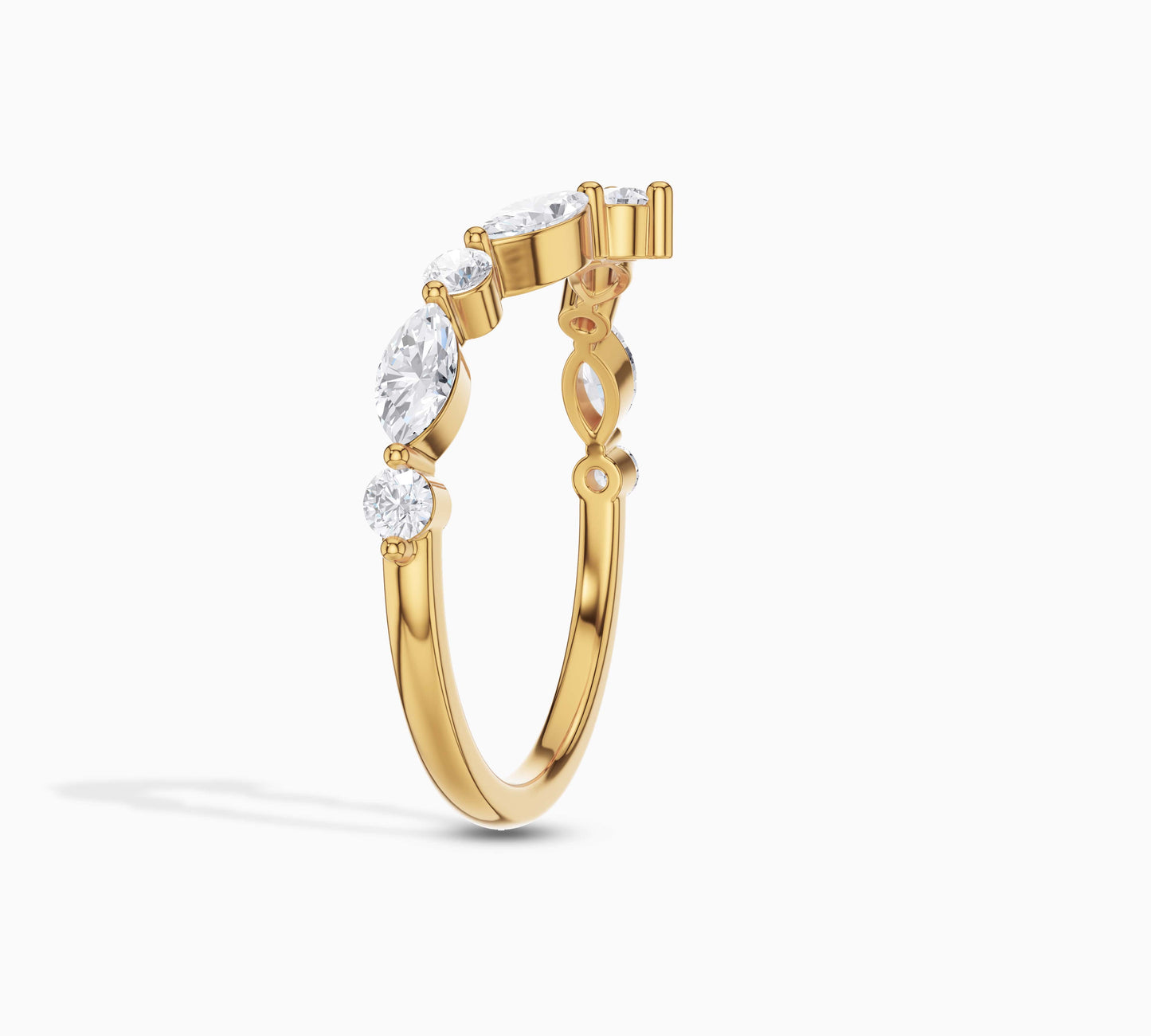 yellow gold diamond curved ring