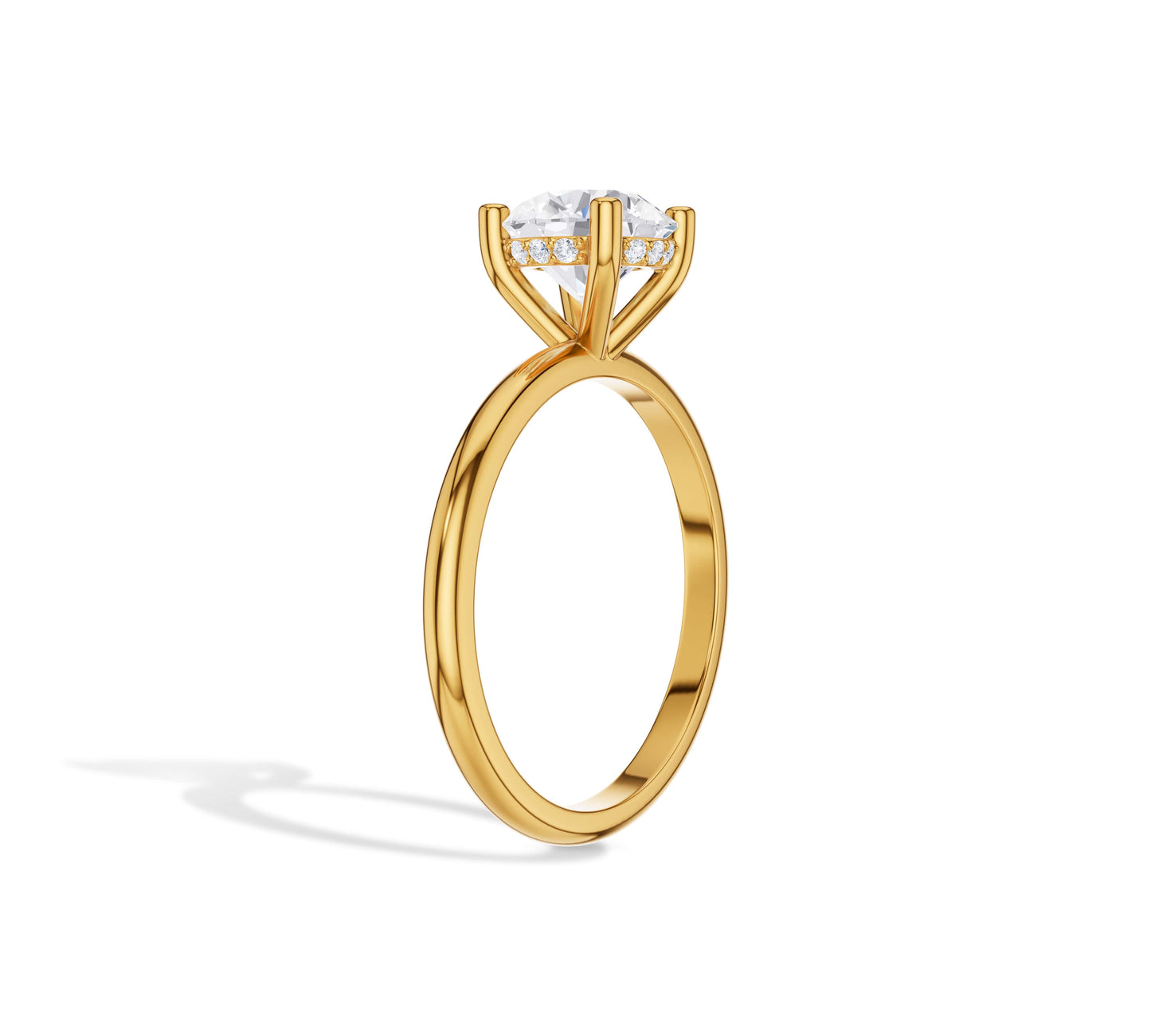 Round Cut Hidden Halo Engagement Ring