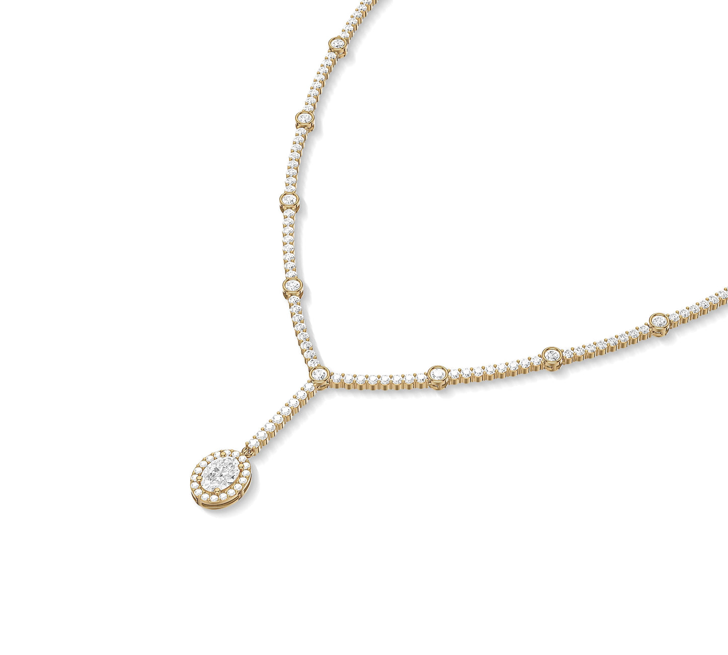 Elegant drop necklace with oval cluster charm